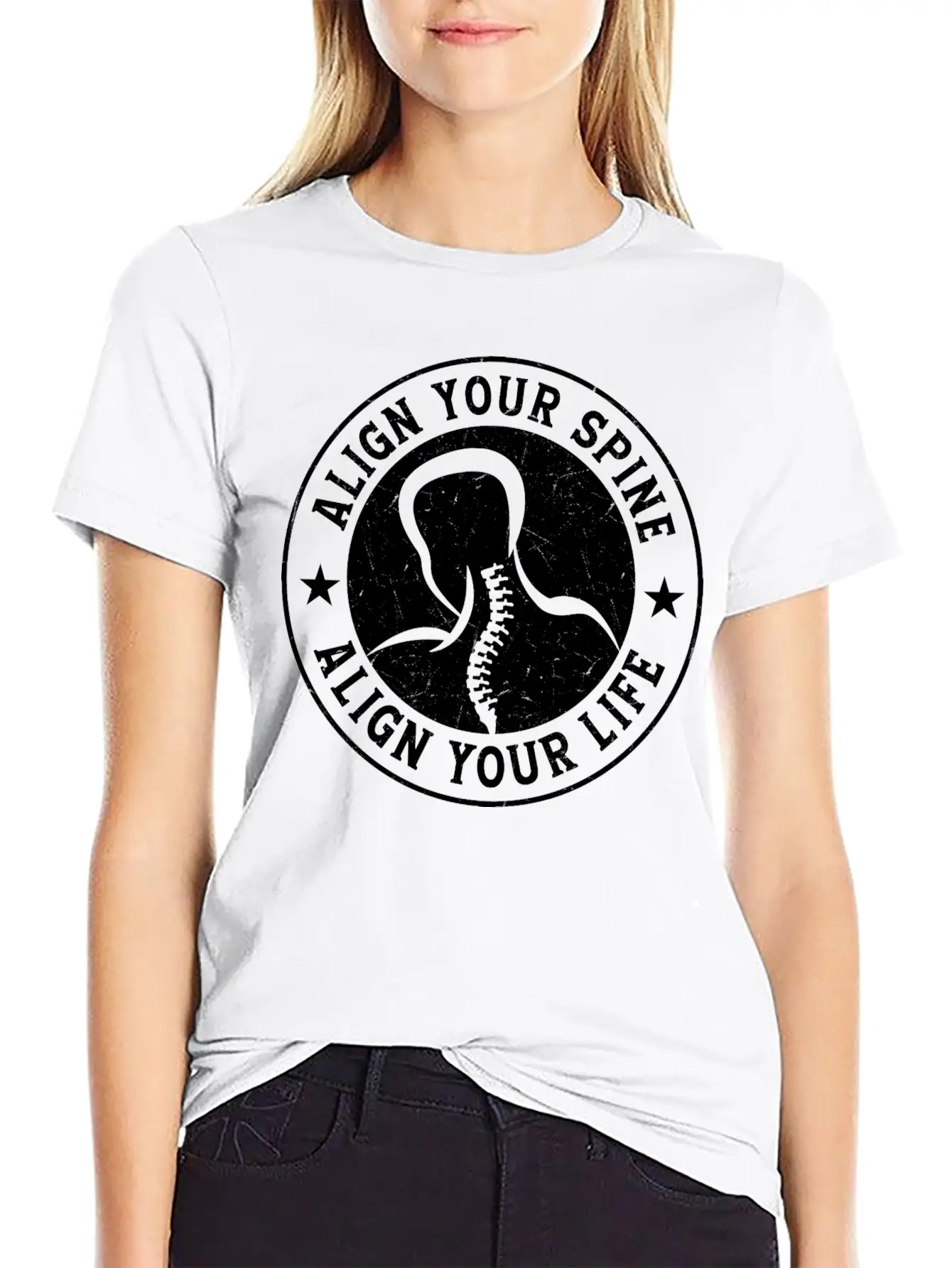 Align Your Spine Align Your Life Chiropractor Chir Comfortable Minimalist Graphic Tee – Summer Style Essential