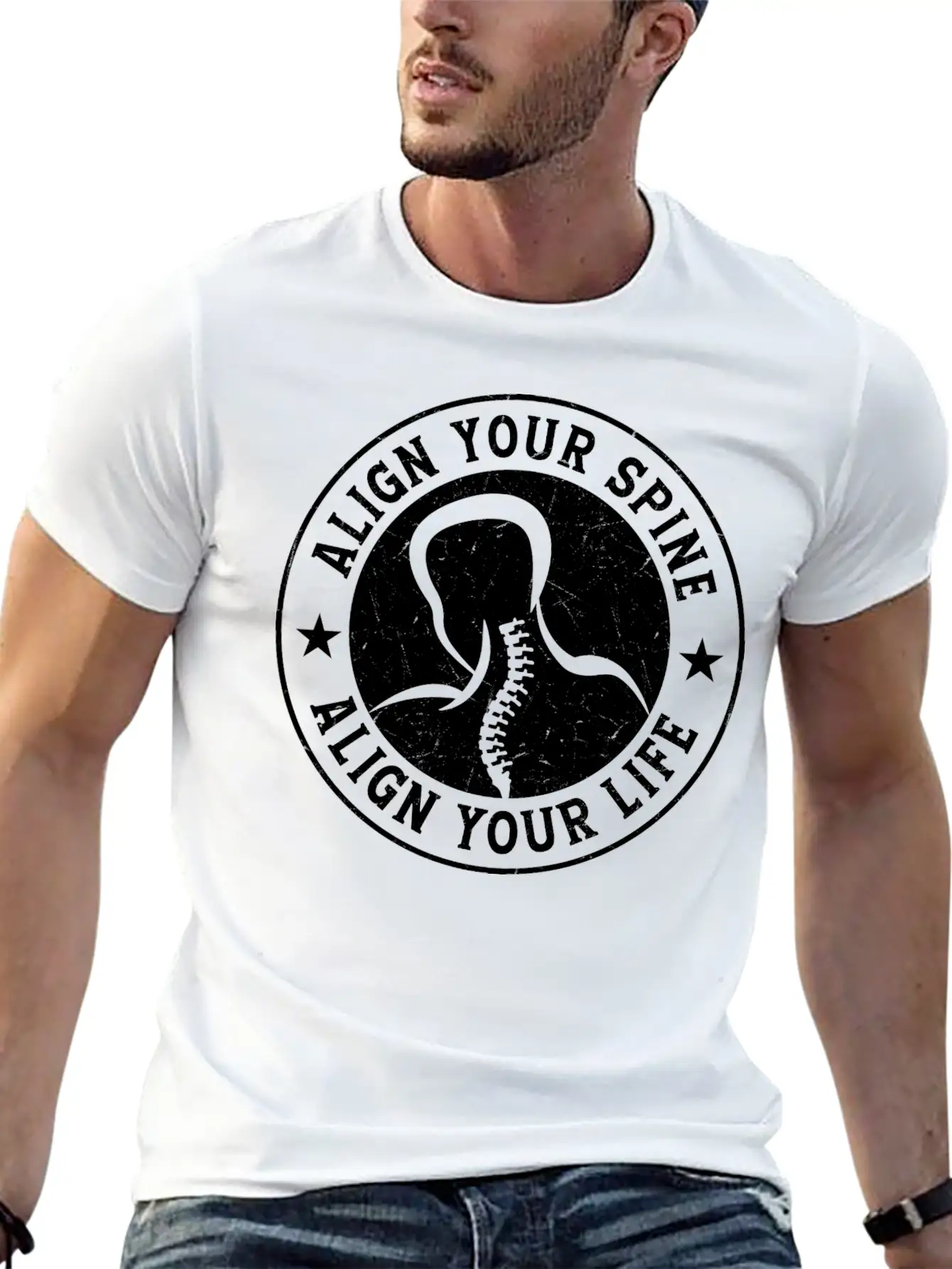 Align Your Spine Align Your Life Chiropractor Chir Comfortable Minimalist Graphic Tee – Summer Style Essential