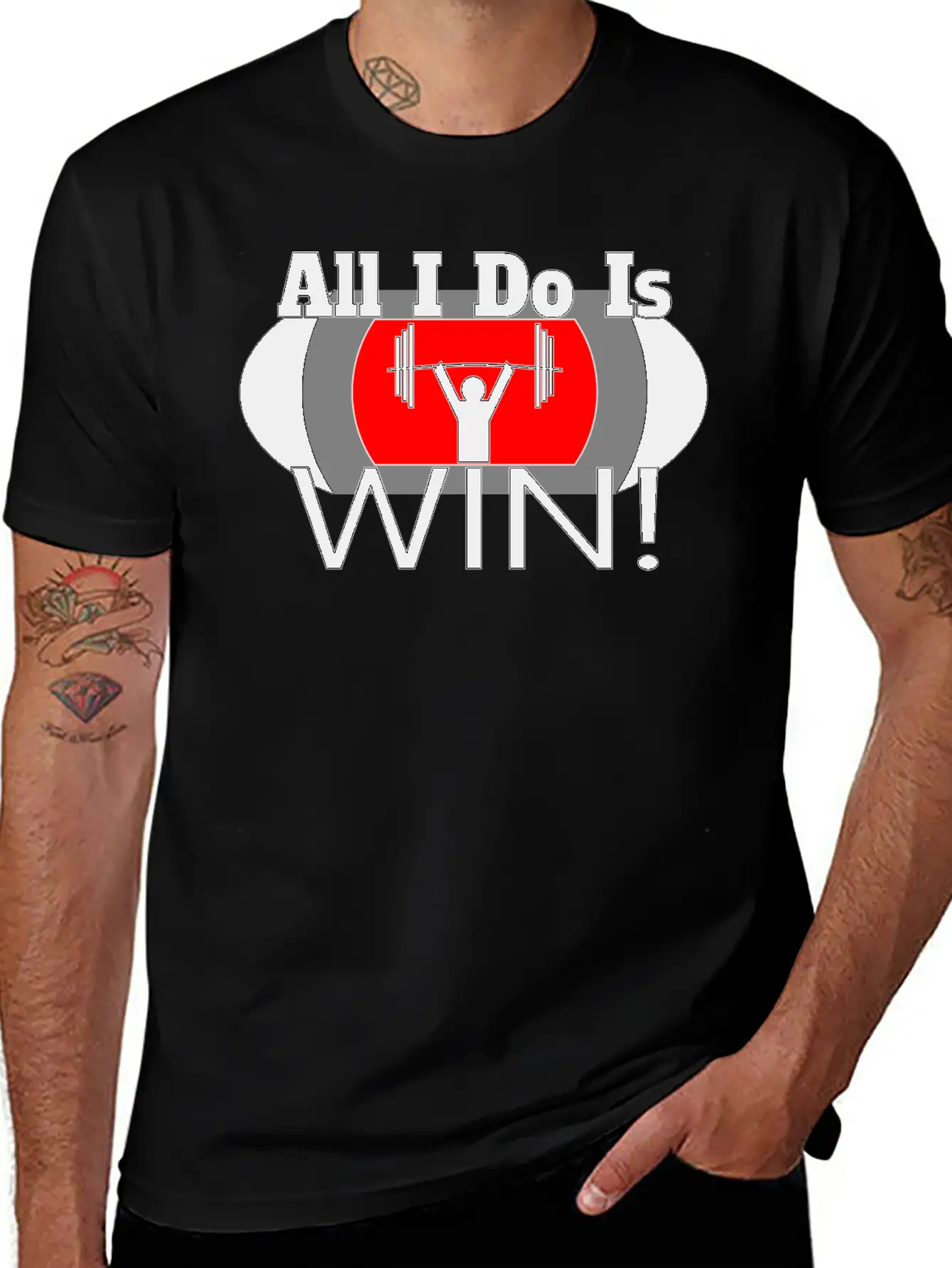 ALL I DO IS WIN (LIFTING) Basic Graphic T-Shirt – Daily Comfort In Soft Cotton