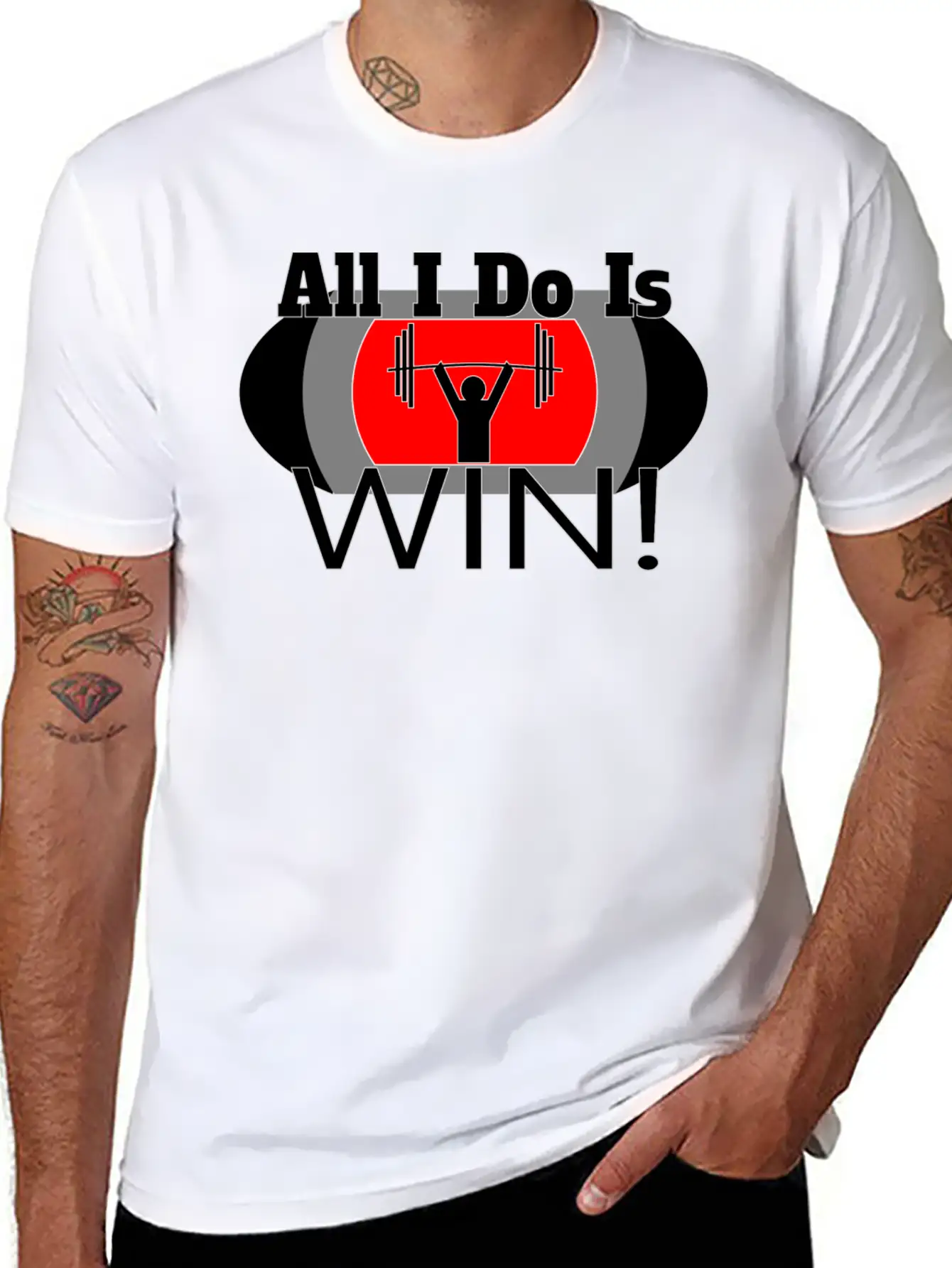 ALL I DO IS WIN (LIFTING) Basic Graphic T-Shirt – Daily Comfort In Soft Cotton