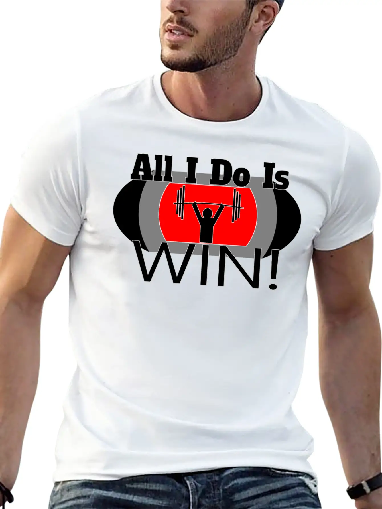 ALL I DO IS WIN (LIFTING) Basic Graphic T-Shirt – Daily Comfort In Soft Cotton