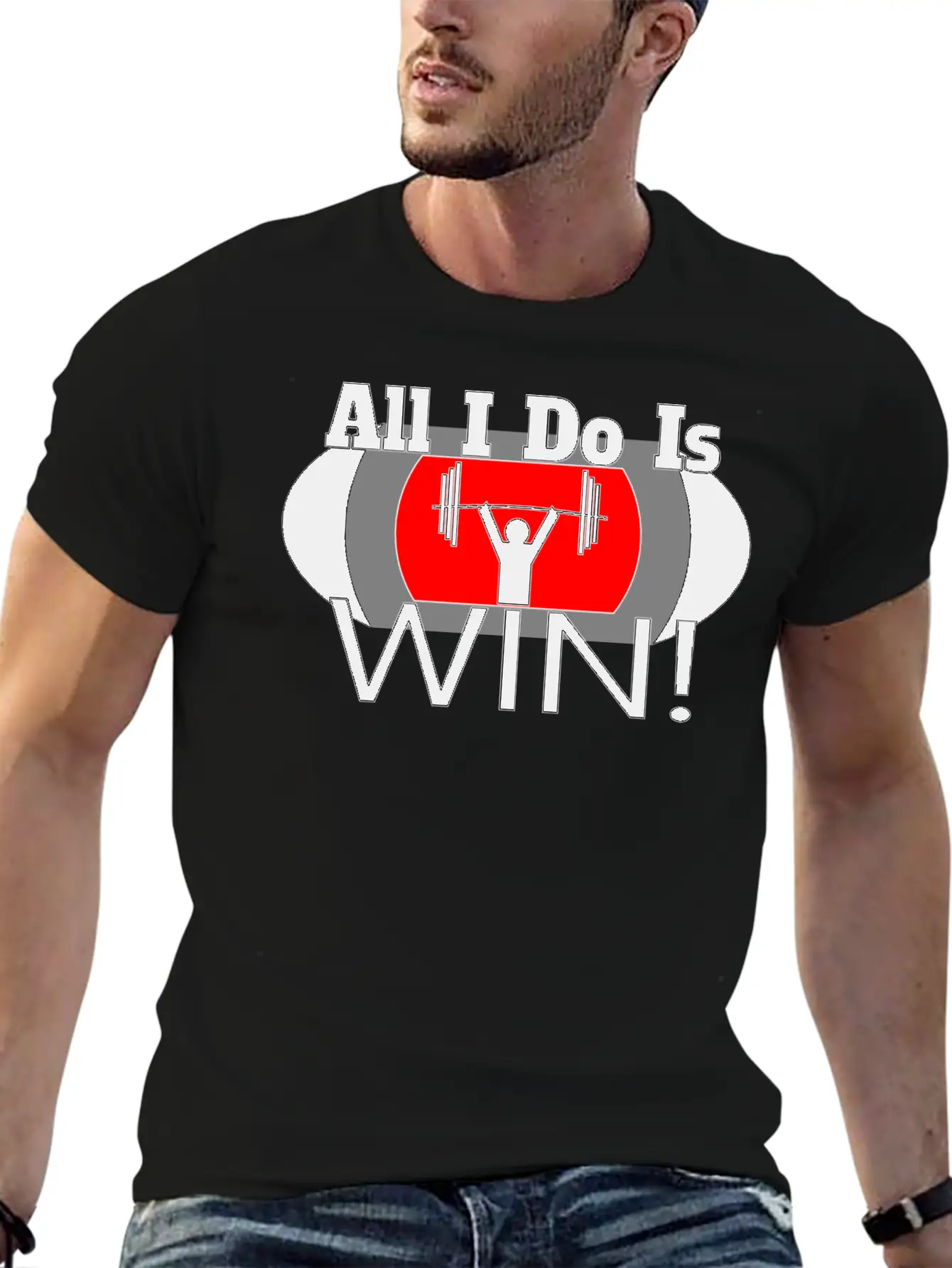 ALL I DO IS WIN (LIFTING) Basic Graphic T-Shirt – Daily Comfort In Soft Cotton