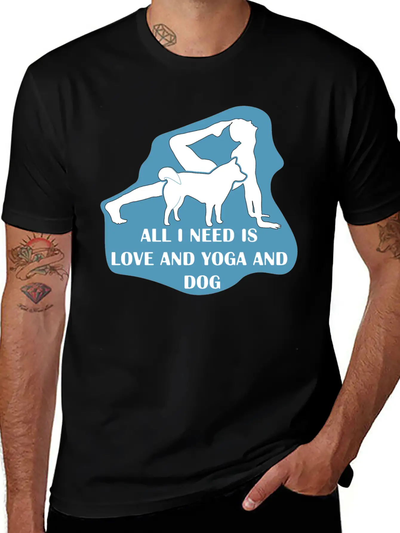 All I Need Is Love And Yoga And Dog Basic Graphic T-Shirt – Daily Comfort In Soft Cotton