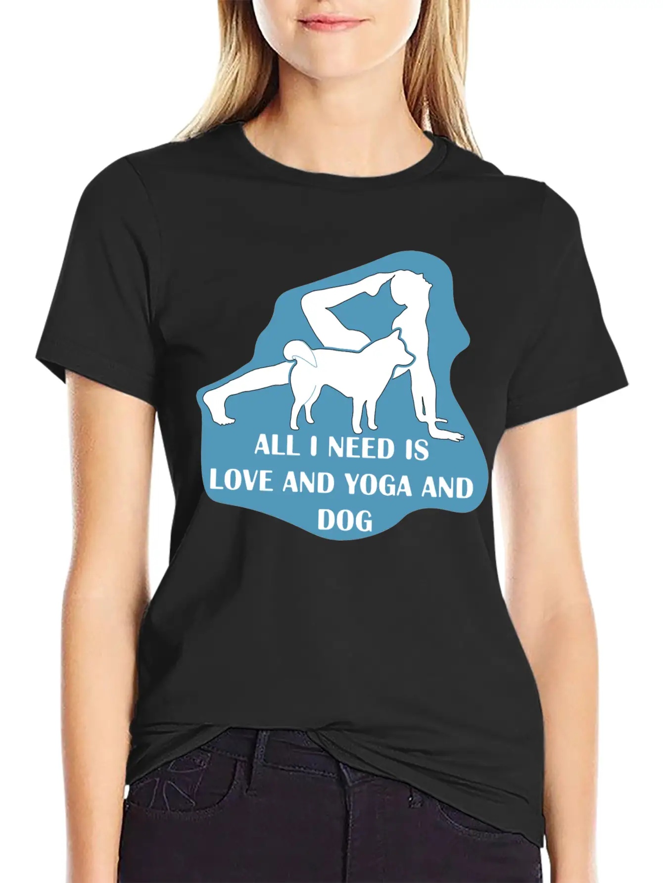 All I Need Is Love And Yoga And Dog Basic Graphic T-Shirt – Daily Comfort In Soft Cotton