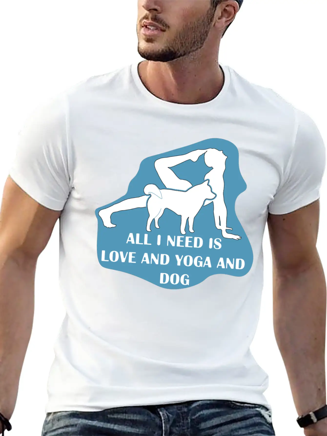 All I Need Is Love And Yoga And Dog Basic Graphic T-Shirt – Daily Comfort In Soft Cotton