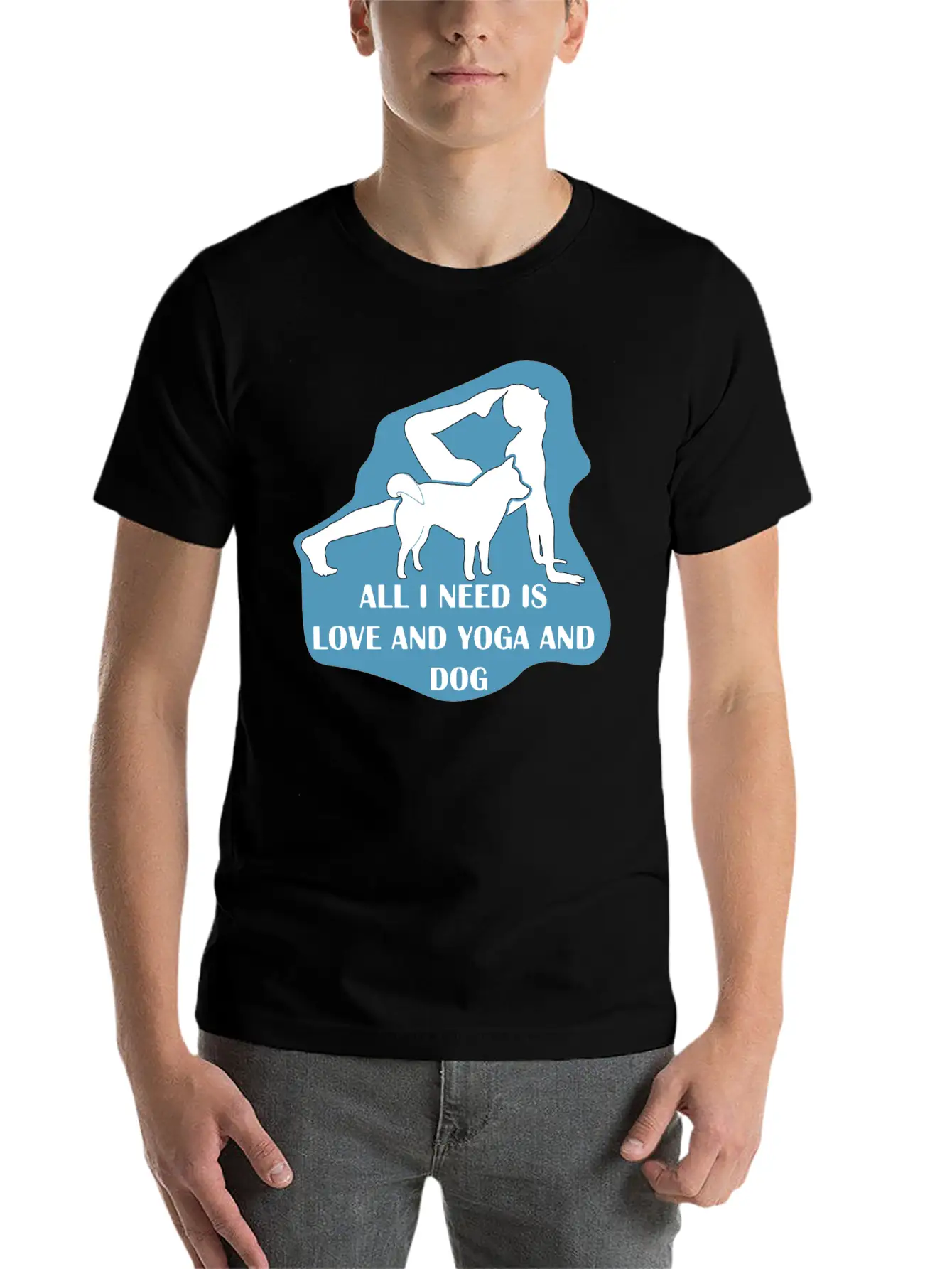 All I Need Is Love And Yoga And Dog Basic Graphic T-Shirt – Daily Comfort In Soft Cotton