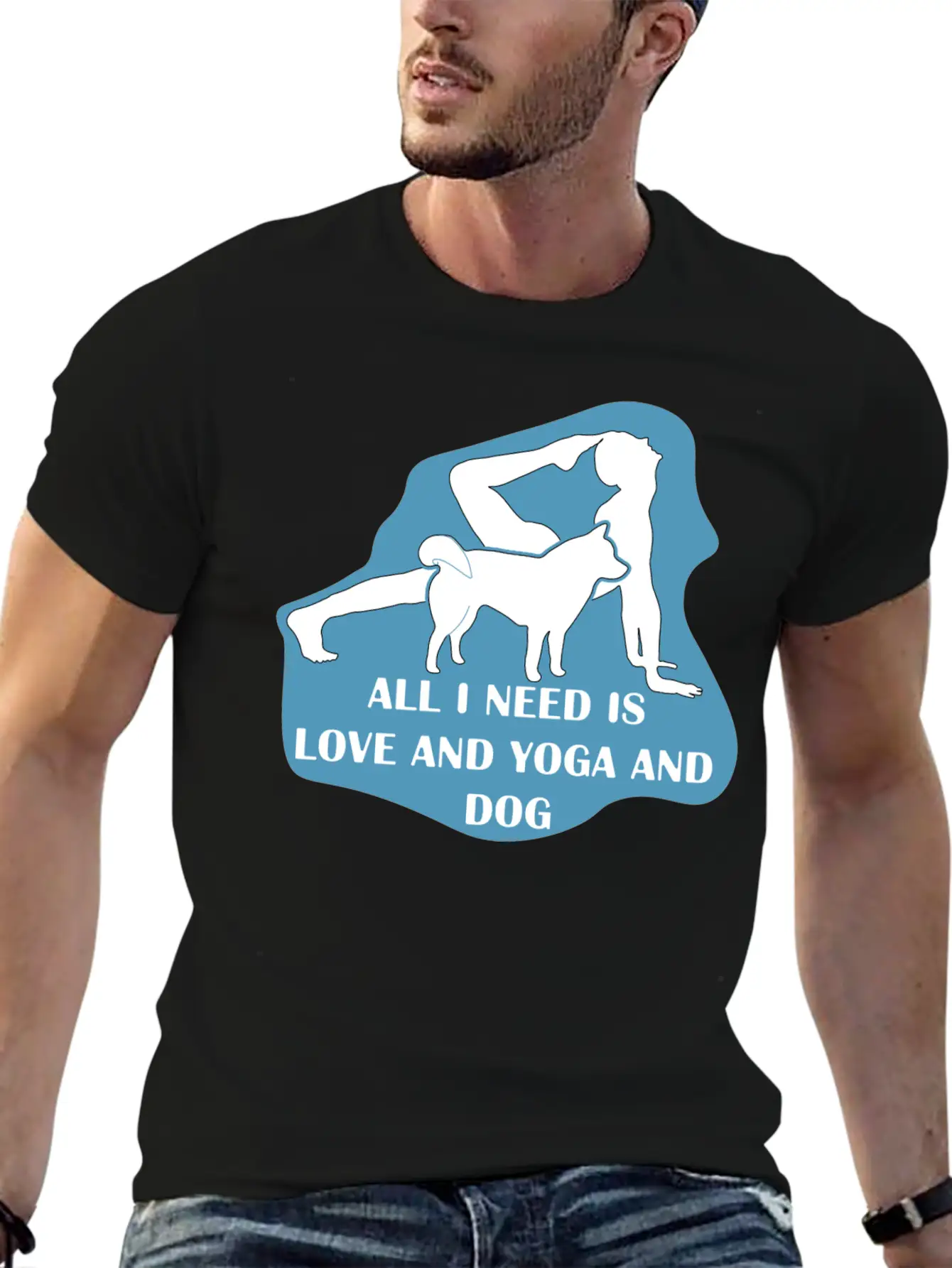 All I Need Is Love And Yoga And Dog Basic Graphic T-Shirt – Daily Comfort In Soft Cotton