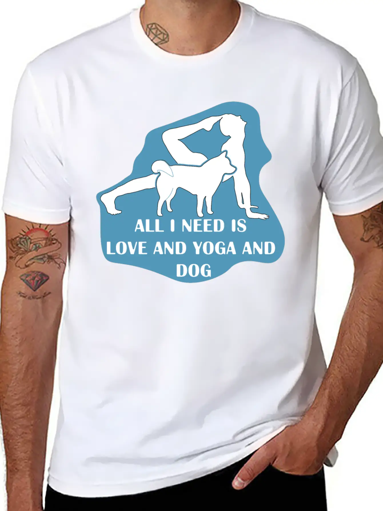 All I Need Is Love And Yoga And Dog Basic Graphic T-Shirt – Daily Comfort In Soft Cotton
