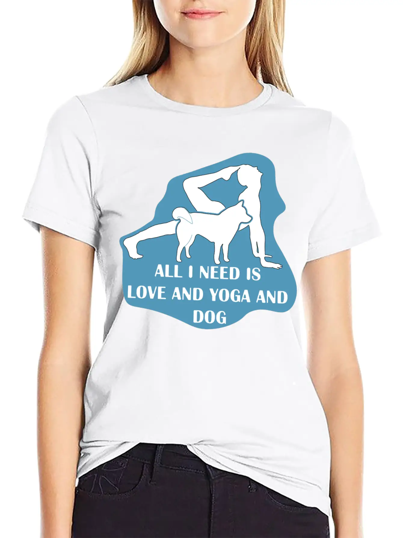 All I Need Is Love And Yoga And Dog Basic Graphic T-Shirt – Daily Comfort In Soft Cotton