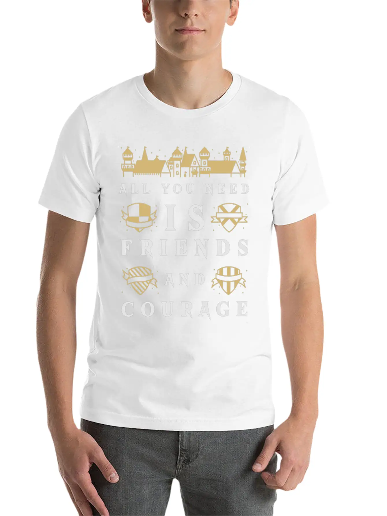 All You Need Is Friends And Courage Design Unisex Short Sleeve Soft Cotton T-Shirt – Casual Everyday Wear