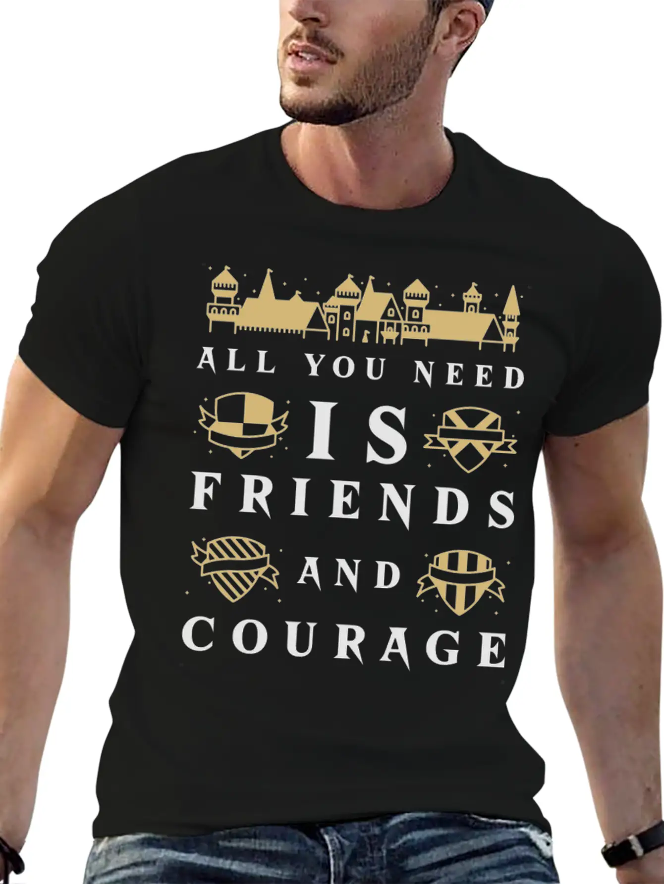 All You Need Is Friends And Courage Design Unisex Short Sleeve Soft Cotton T-Shirt – Casual Everyday Wear