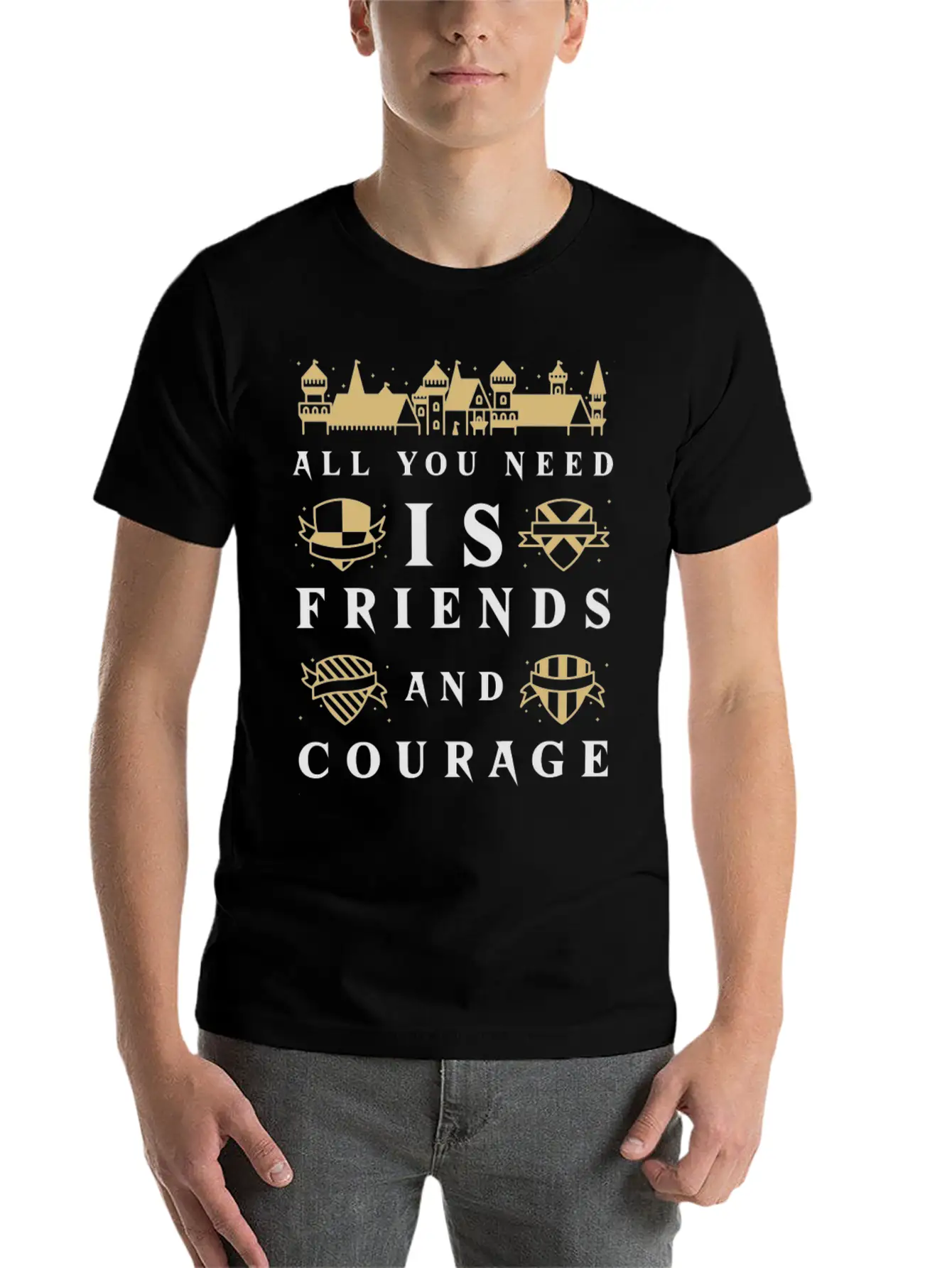 All You Need Is Friends And Courage Design Unisex Short Sleeve Soft Cotton T-Shirt – Casual Everyday Wear