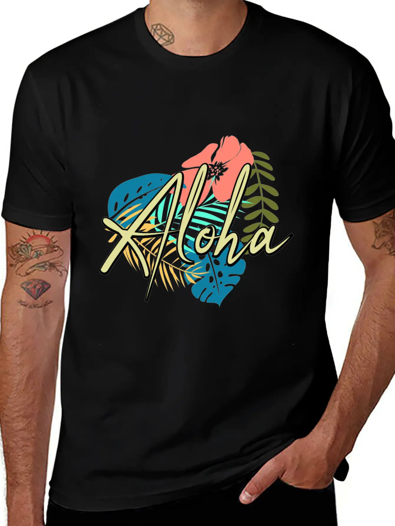 Aloha Heart And Flower Comfortable Minimalist Graphic Tee – Summer Style Essential