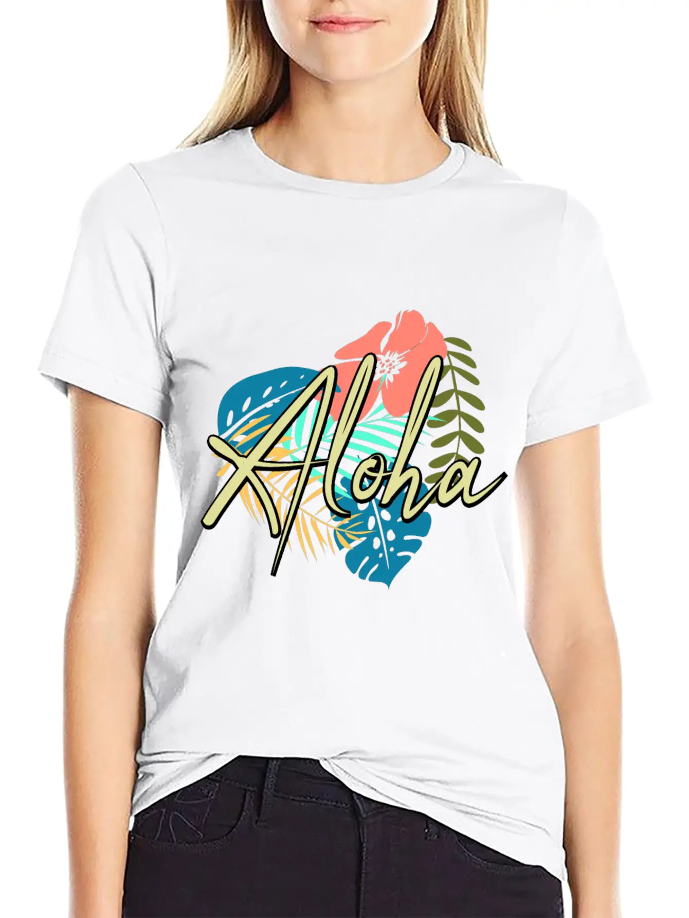 Aloha Heart And Flower Comfortable Minimalist Graphic Tee – Summer Style Essential