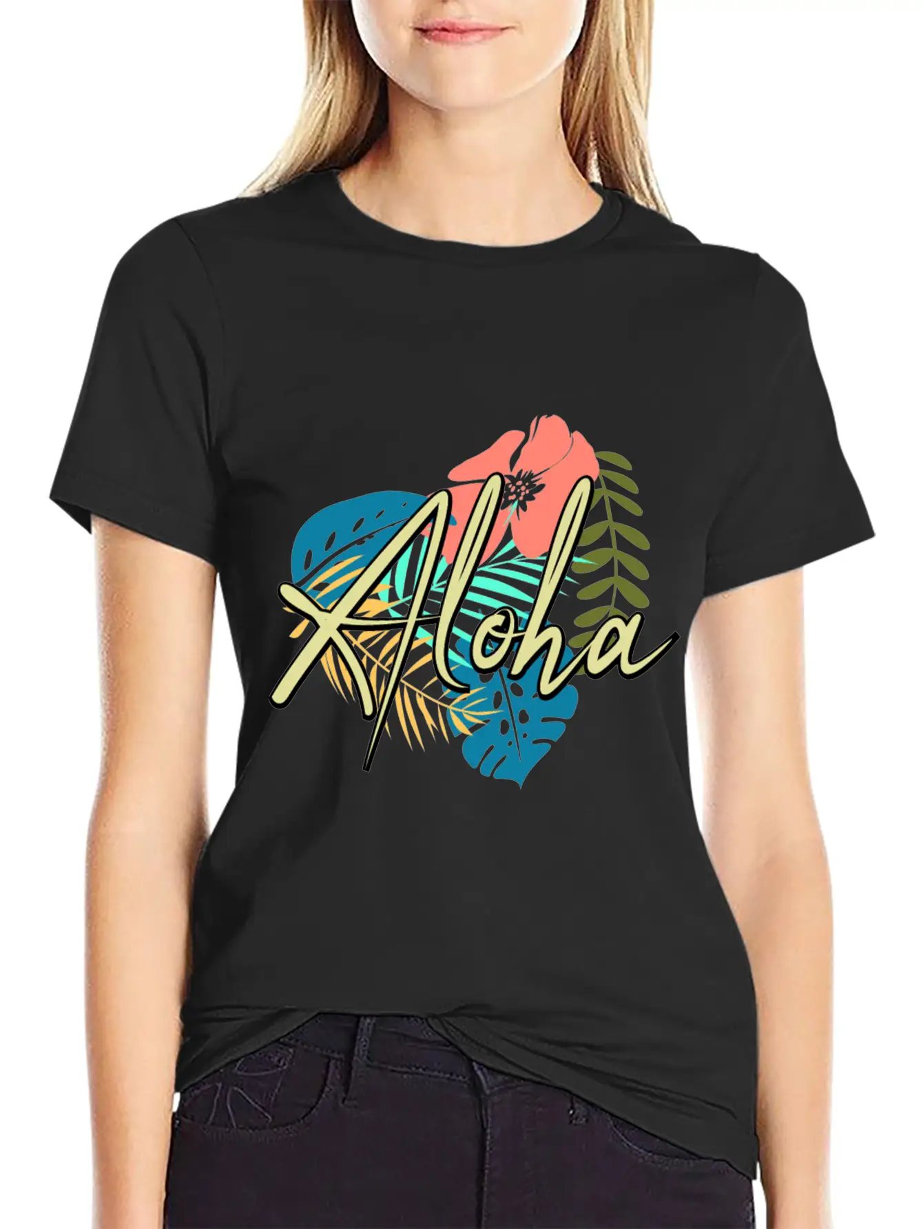 Aloha Heart And Flower Comfortable Minimalist Graphic Tee – Summer Style Essential