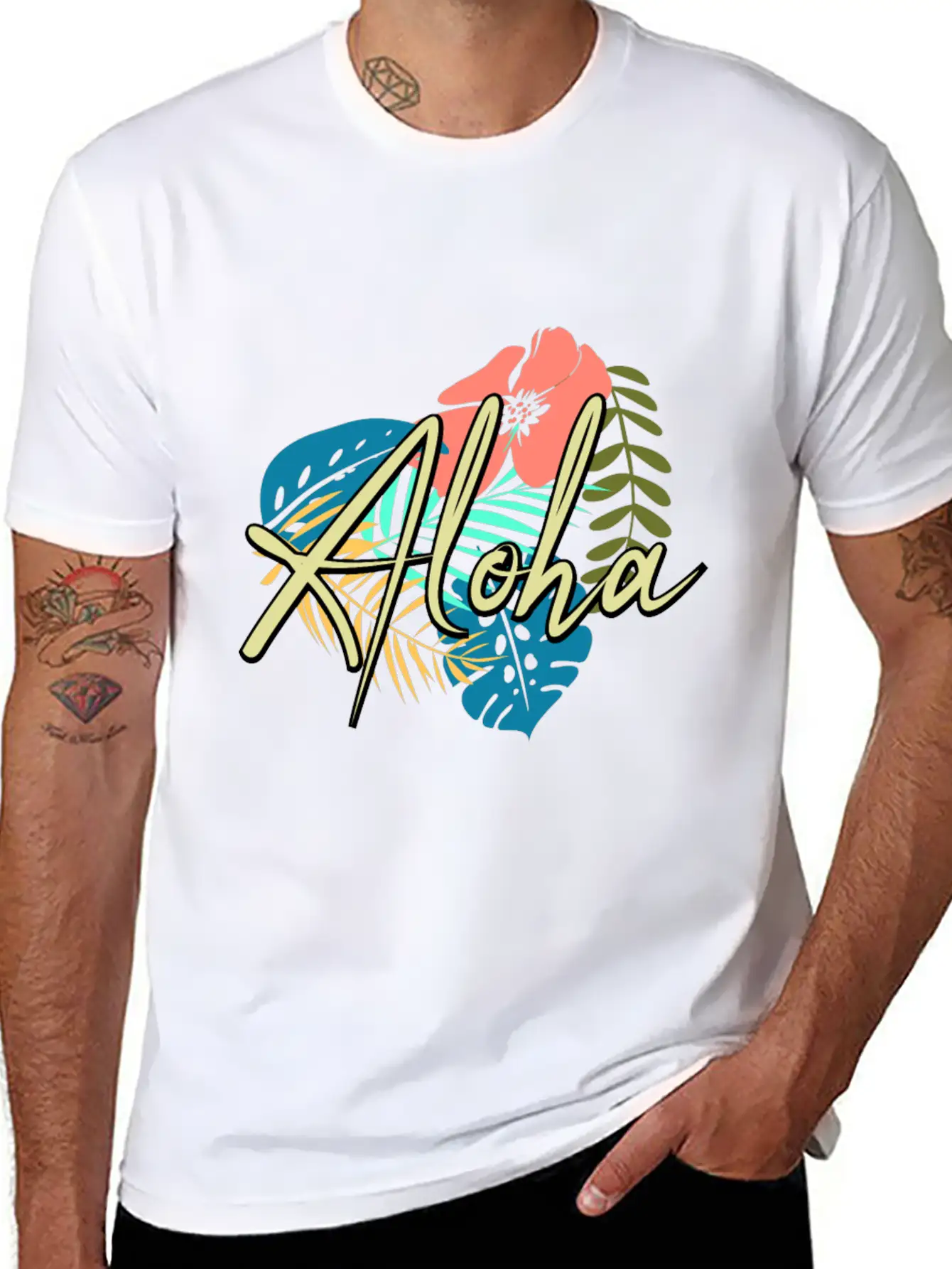 Aloha Heart And Flower Comfortable Minimalist Graphic Tee – Summer Style Essential