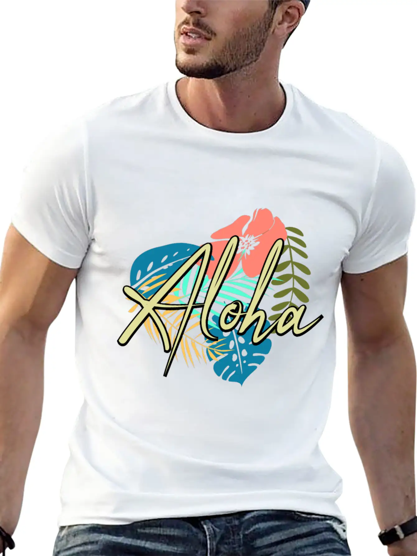Aloha Heart And Flower Comfortable Minimalist Graphic Tee – Summer Style Essential