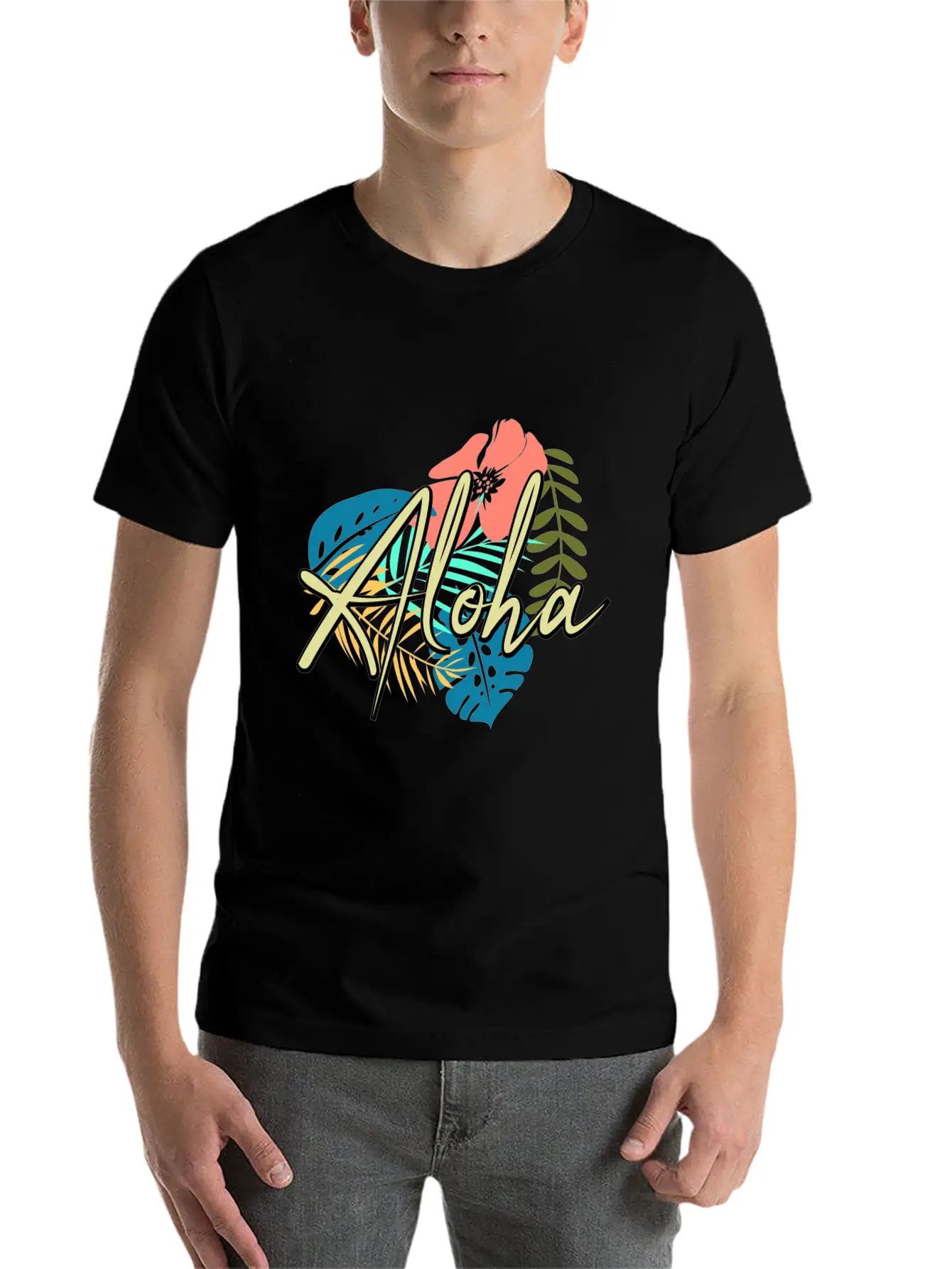Aloha Heart And Flower Comfortable Minimalist Graphic Tee – Summer Style Essential