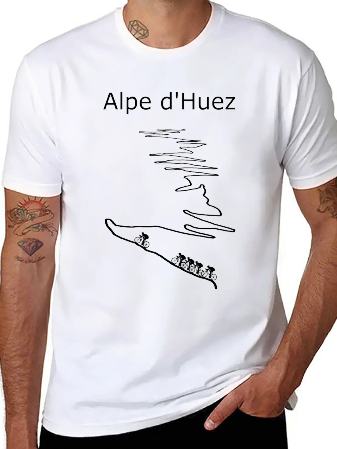 Alpe D Huez Black For Cyclist Basic Graphic T-Shirt – Daily Comfort In Soft Cotton