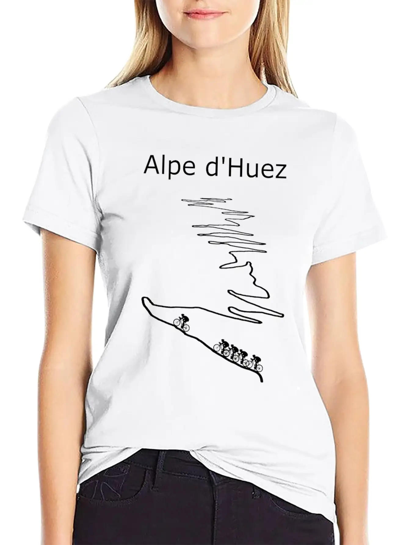 Alpe D Huez Black For Cyclist Basic Graphic T-Shirt – Daily Comfort In Soft Cotton