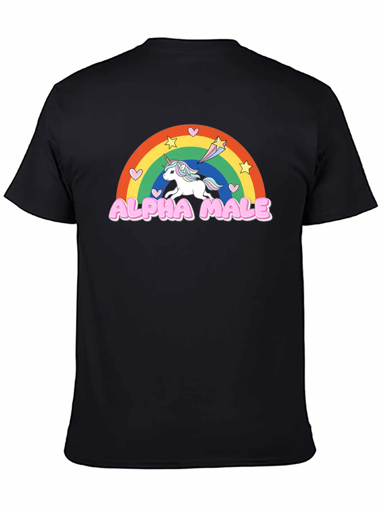 Alpha Male Funny Rainbow Unicorn Unisex Short Sleeve Soft Cotton T-Shirt – Casual Everyday Wear