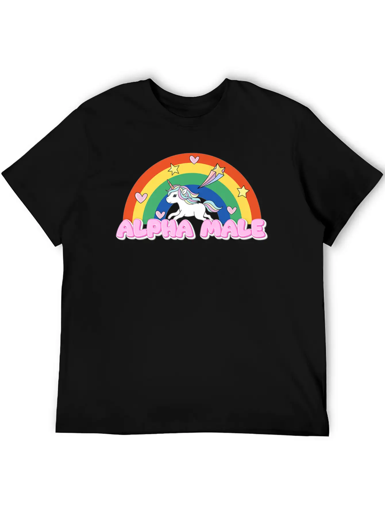 Alpha Male Funny Rainbow Unicorn Unisex Short Sleeve Soft Cotton T-Shirt – Casual Everyday Wear