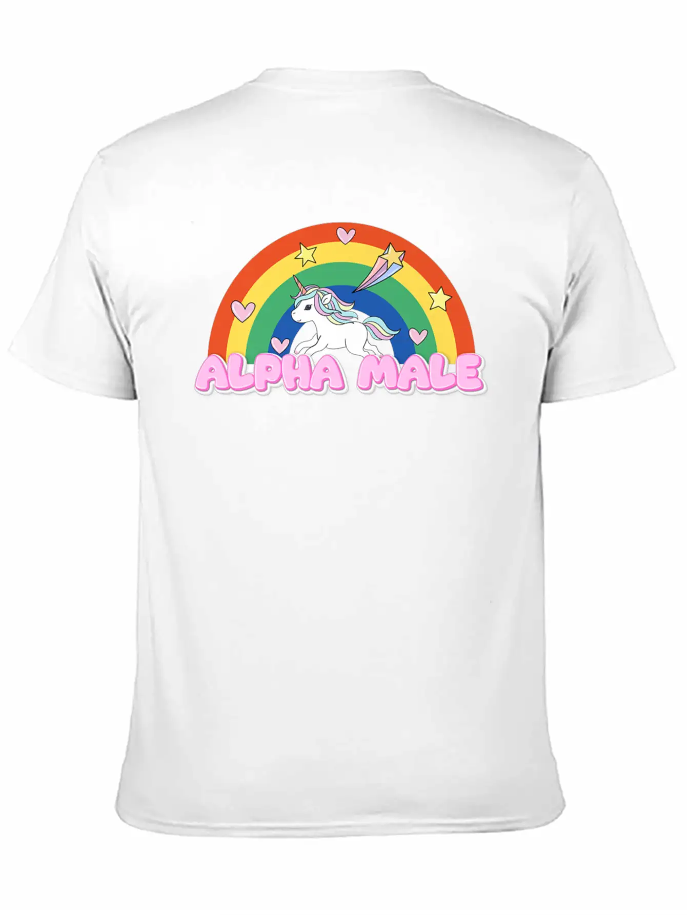 Alpha Male Funny Rainbow Unicorn Unisex Short Sleeve Soft Cotton T-Shirt – Casual Everyday Wear