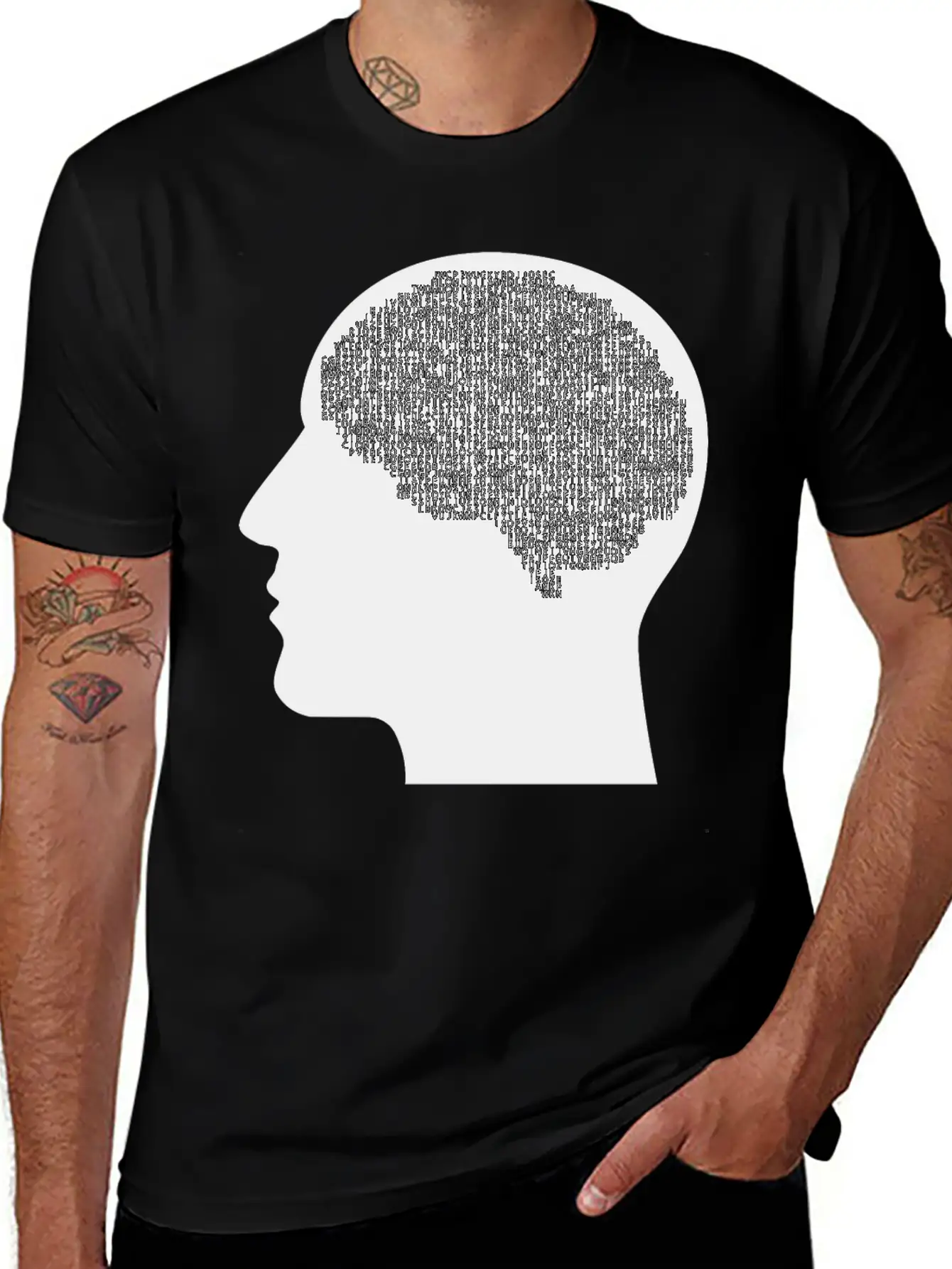 Alphabet Brain Man Silhouette Unisex Casual T-Shirt – Clean Design For Daily Comfort