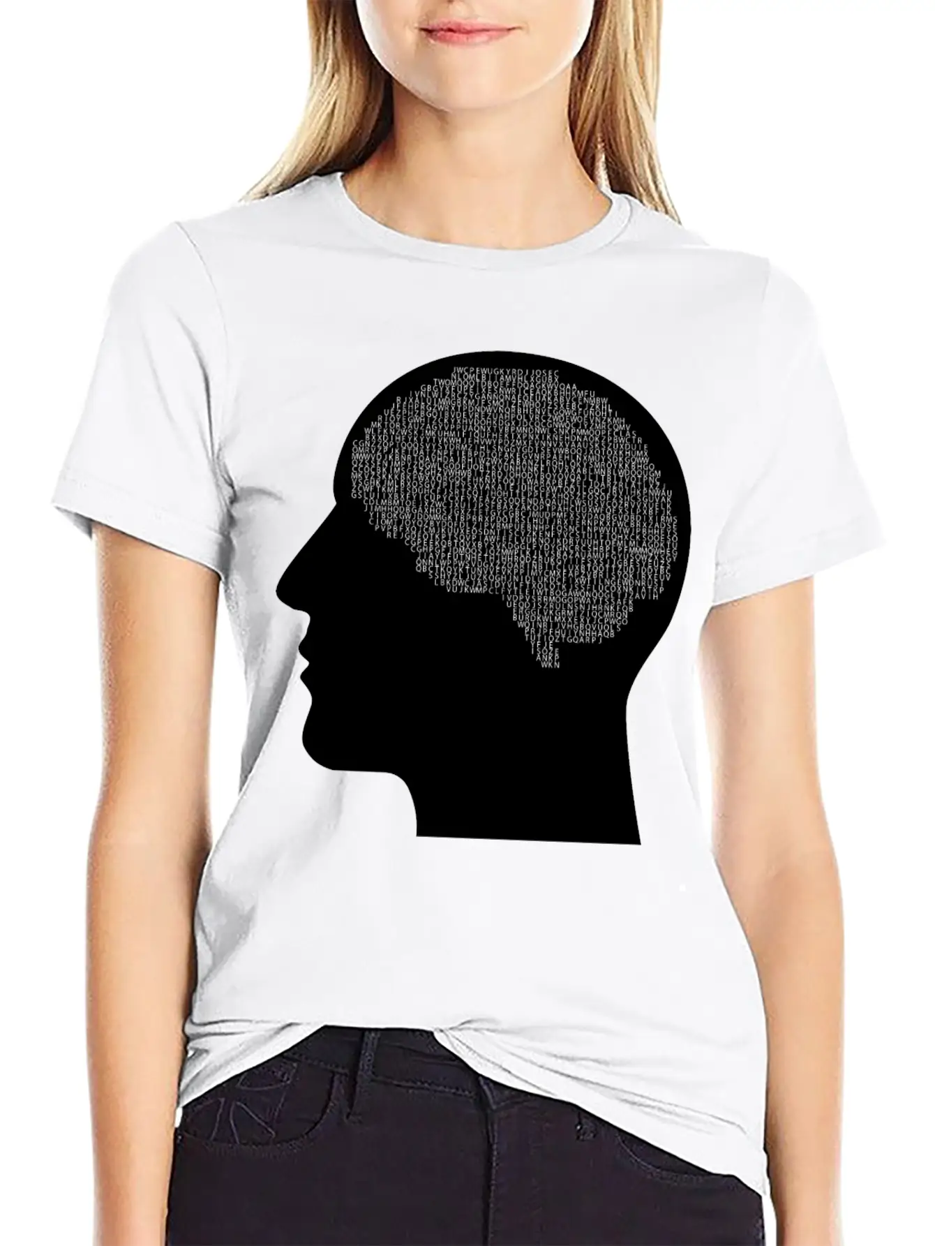 Alphabet Brain Man Silhouette Unisex Casual T-Shirt – Clean Design For Daily Comfort