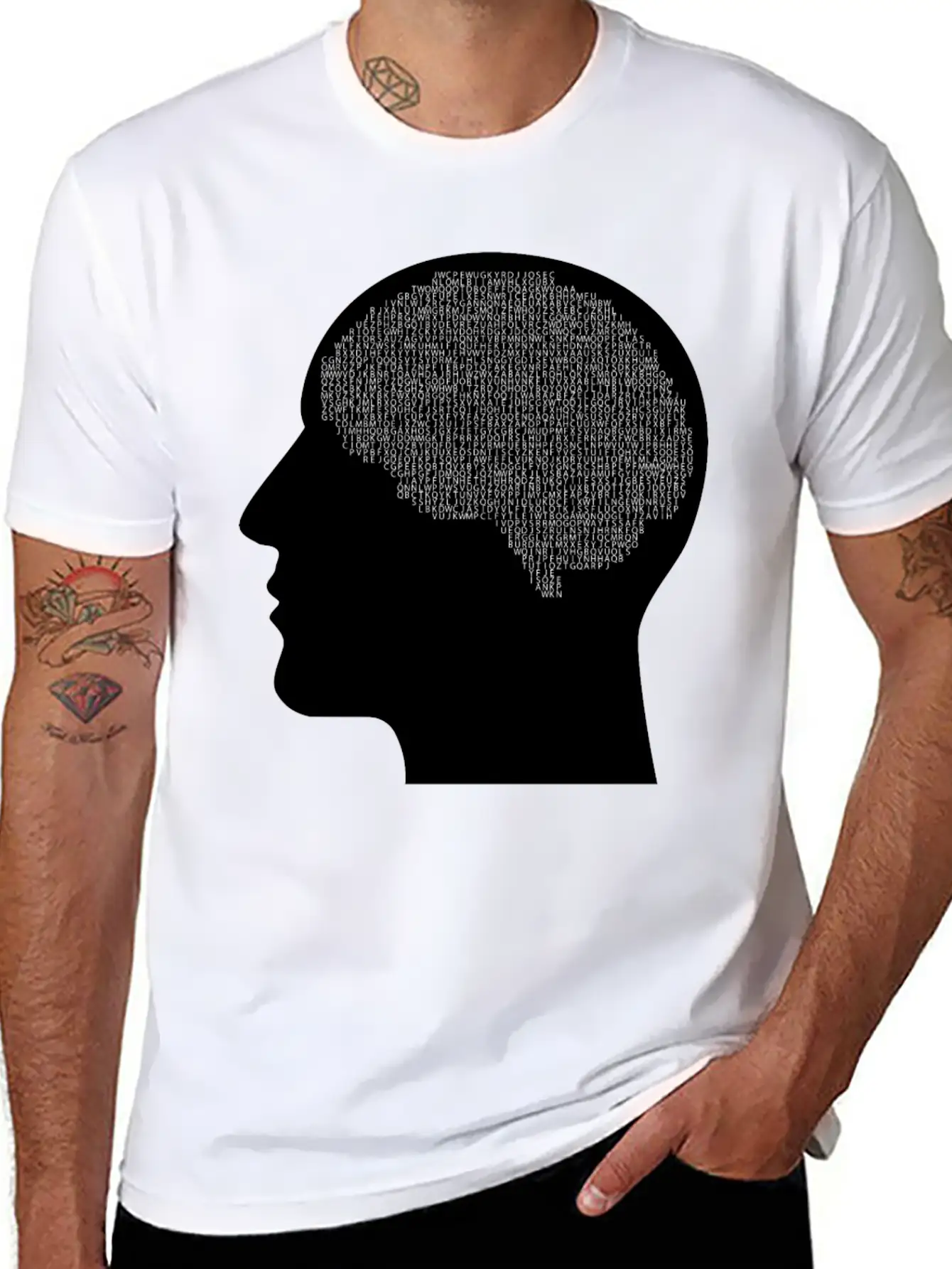 Alphabet Brain Man Silhouette Unisex Casual T-Shirt – Clean Design For Daily Comfort