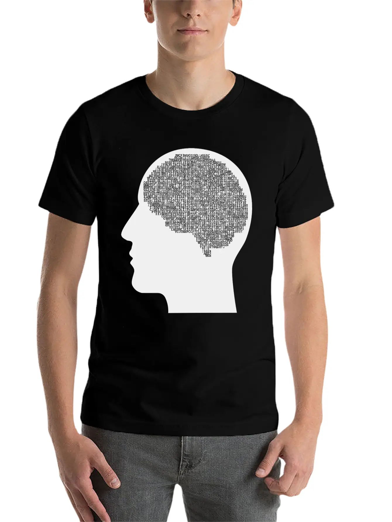 Alphabet Brain Man Silhouette Unisex Casual T-Shirt – Clean Design For Daily Comfort