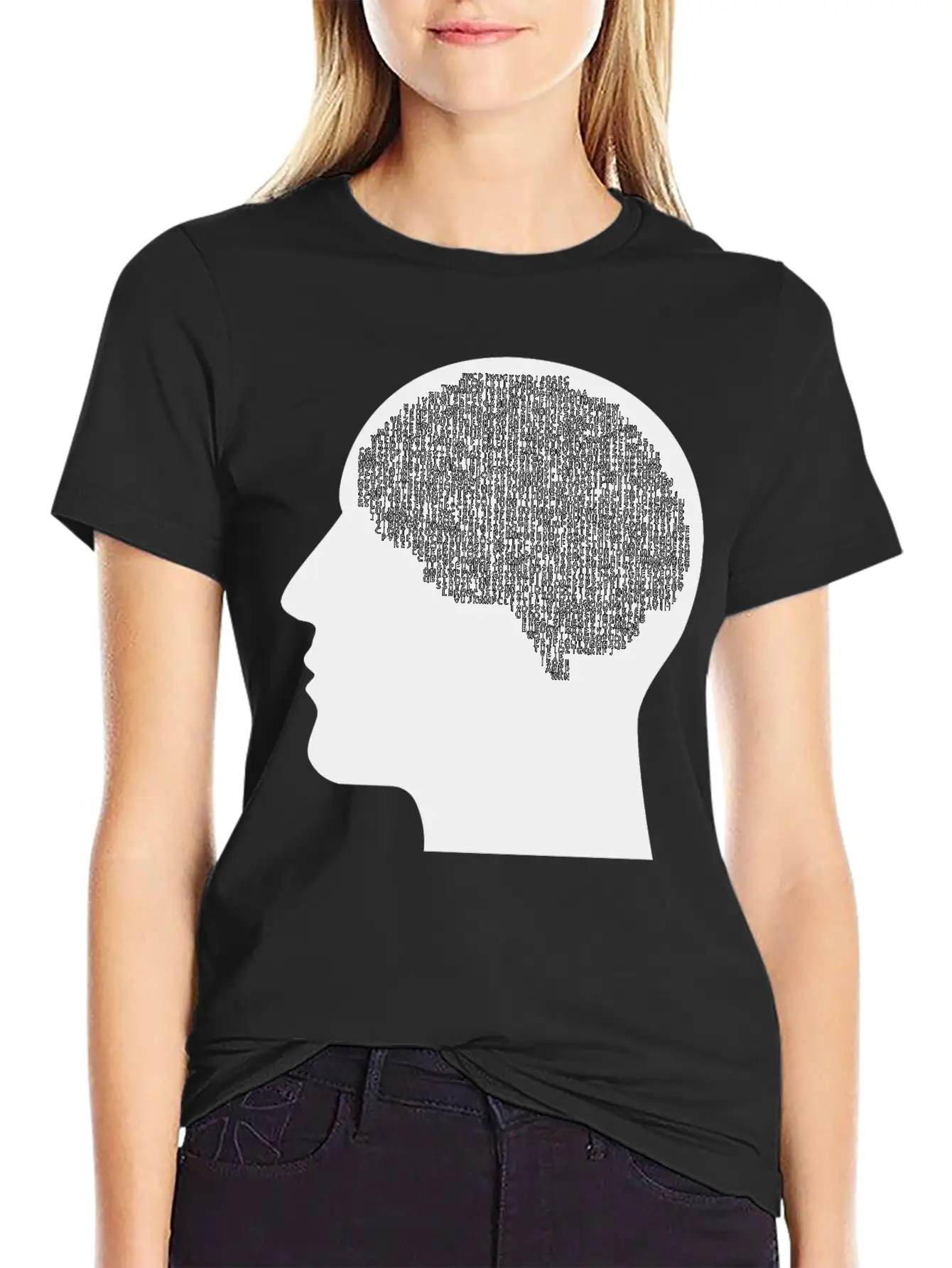 Alphabet Brain Man Silhouette Unisex Casual T-Shirt – Clean Design For Daily Comfort