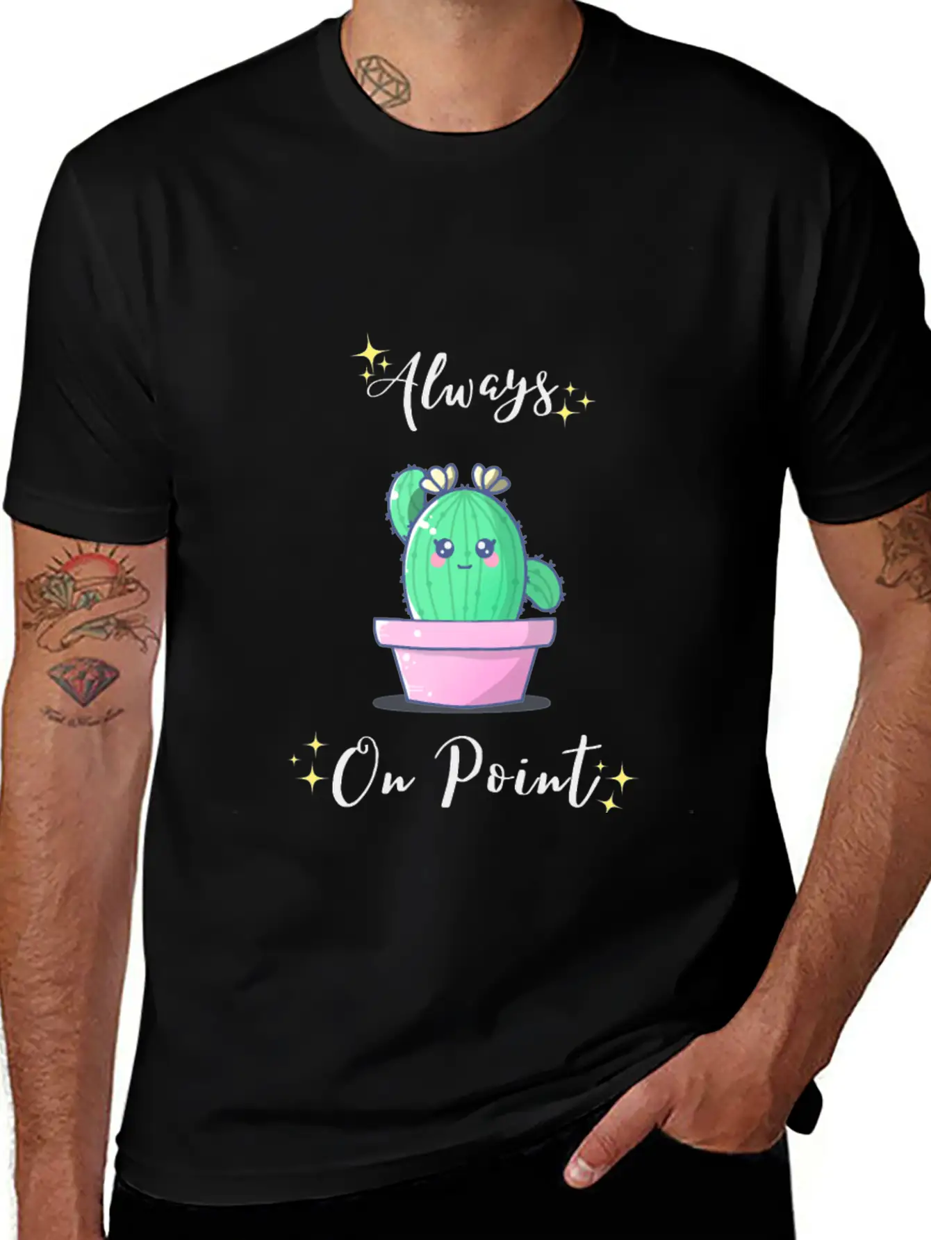 Alway On Point Cactus Unisex Short Sleeve Soft Cotton T-Shirt – Casual Everyday Wear