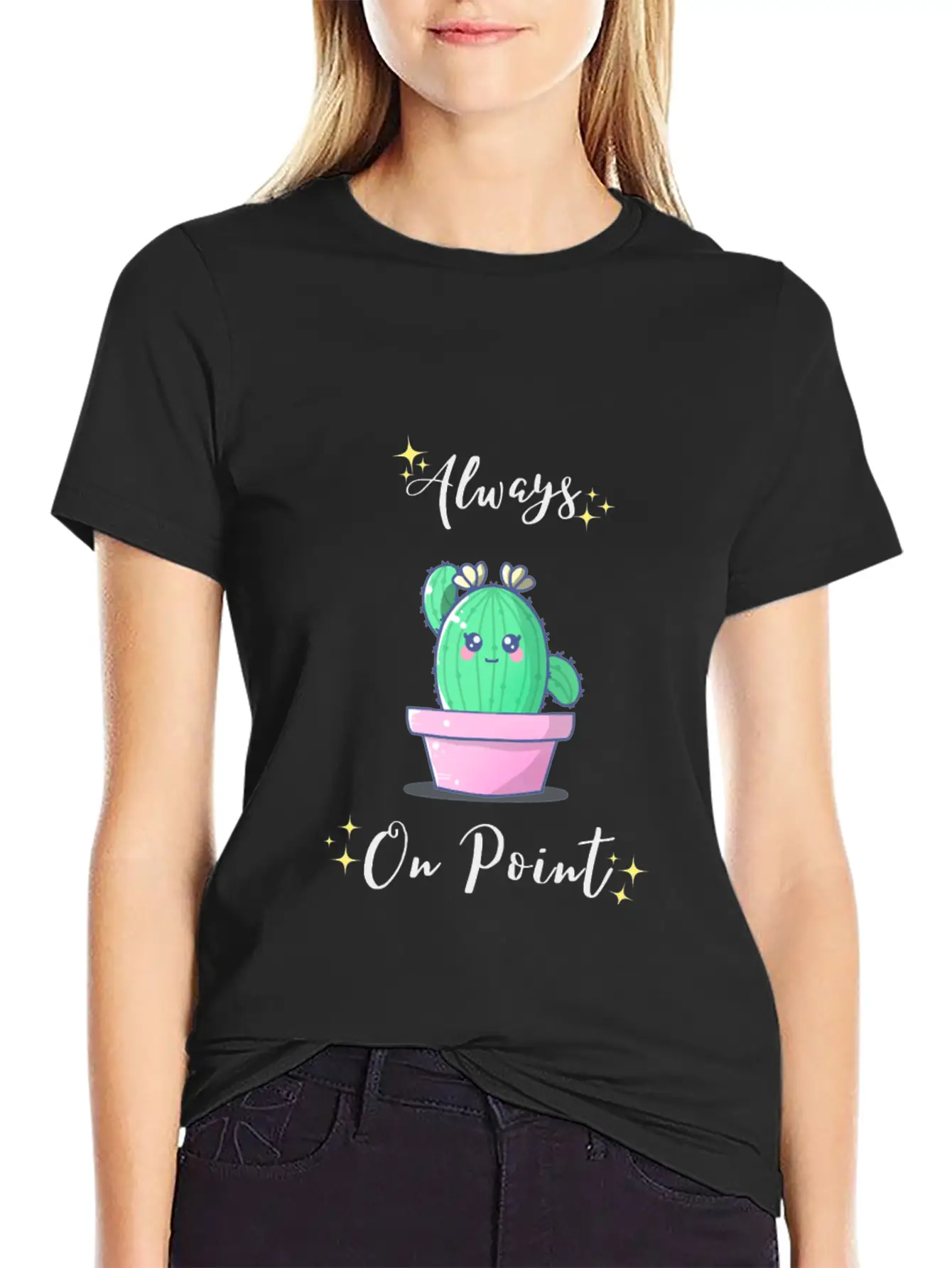 Alway On Point Cactus Unisex Short Sleeve Soft Cotton T-Shirt – Casual Everyday Wear