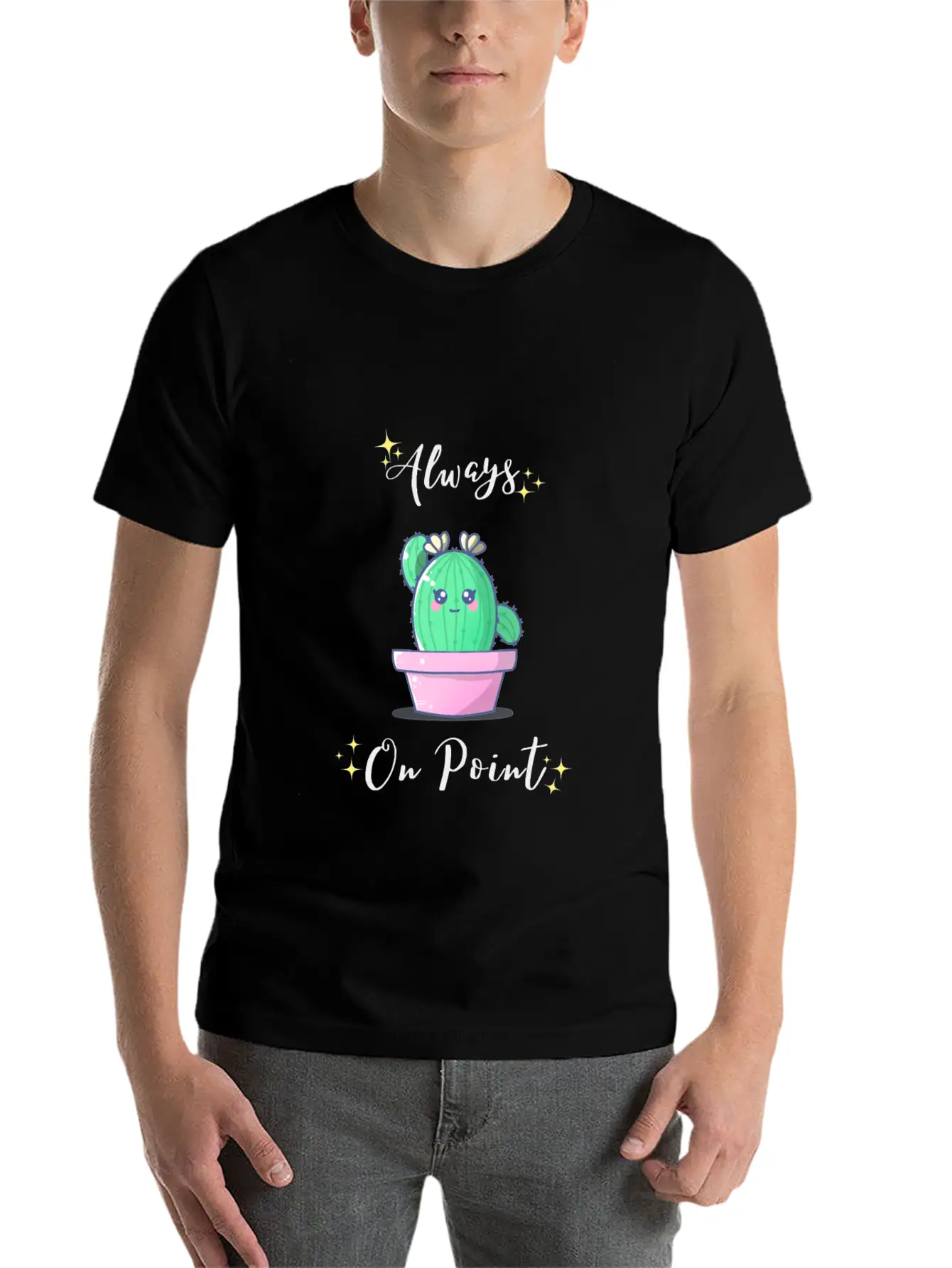 Alway On Point Cactus Unisex Short Sleeve Soft Cotton T-Shirt – Casual Everyday Wear