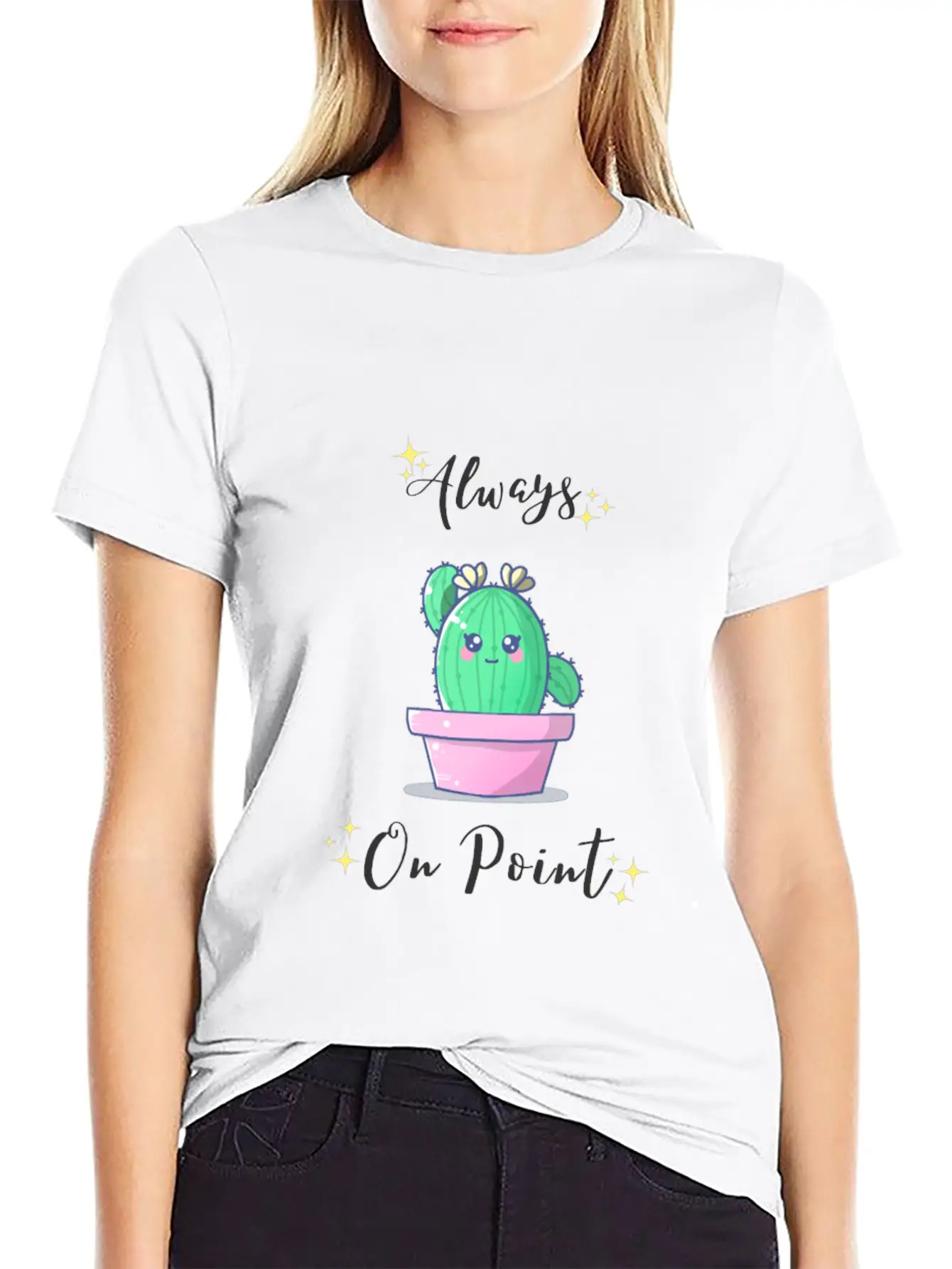 Alway On Point Cactus Unisex Short Sleeve Soft Cotton T-Shirt – Casual Everyday Wear
