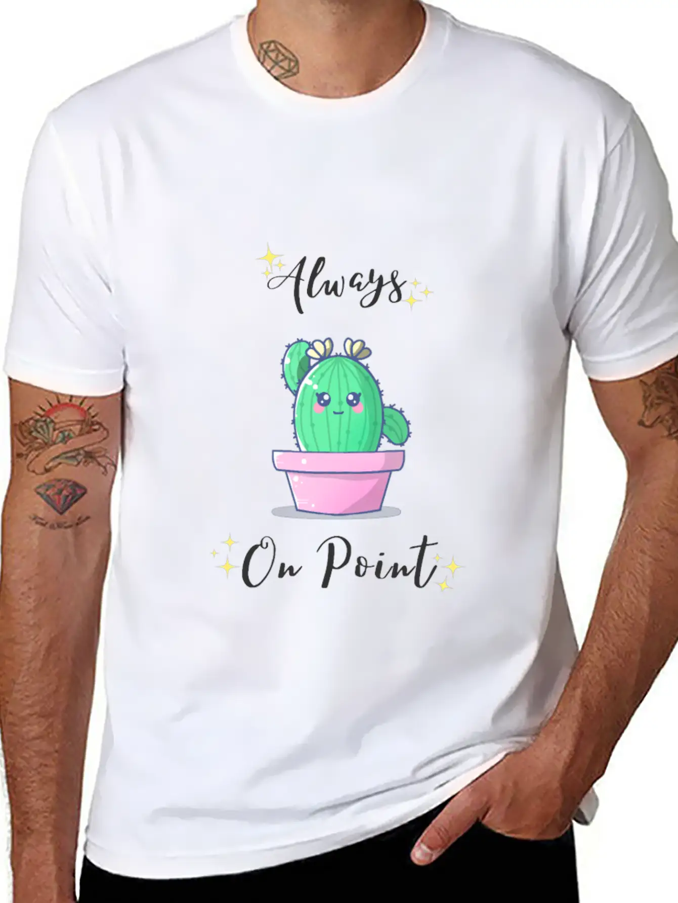 Alway On Point Cactus Unisex Short Sleeve Soft Cotton T-Shirt – Casual Everyday Wear