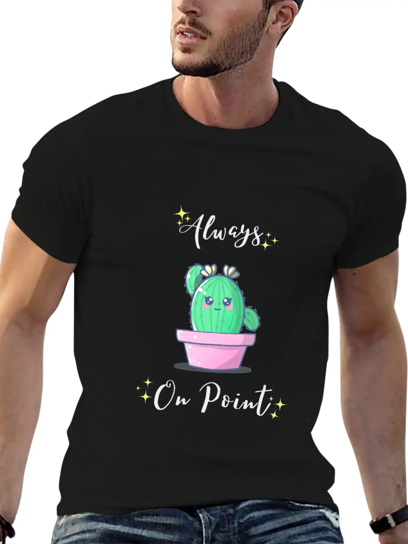 Alway On Point Cactus Unisex Short Sleeve Soft Cotton T-Shirt – Casual Everyday Wear
