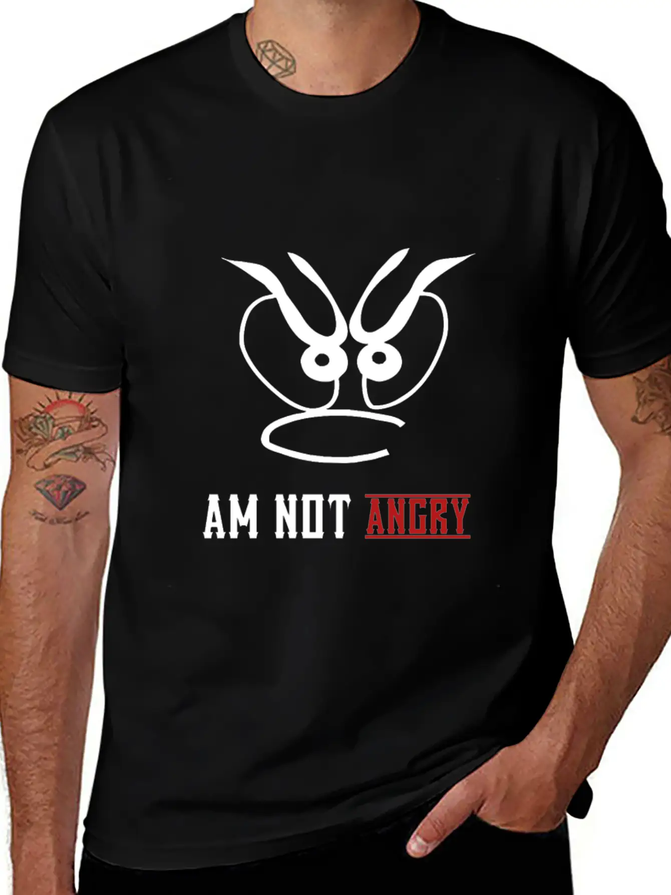Am Not Angry, People,bad Mode,stress,funny Joke Unisex Short Sleeve Soft Cotton T-Shirt – Casual Everyday Wear