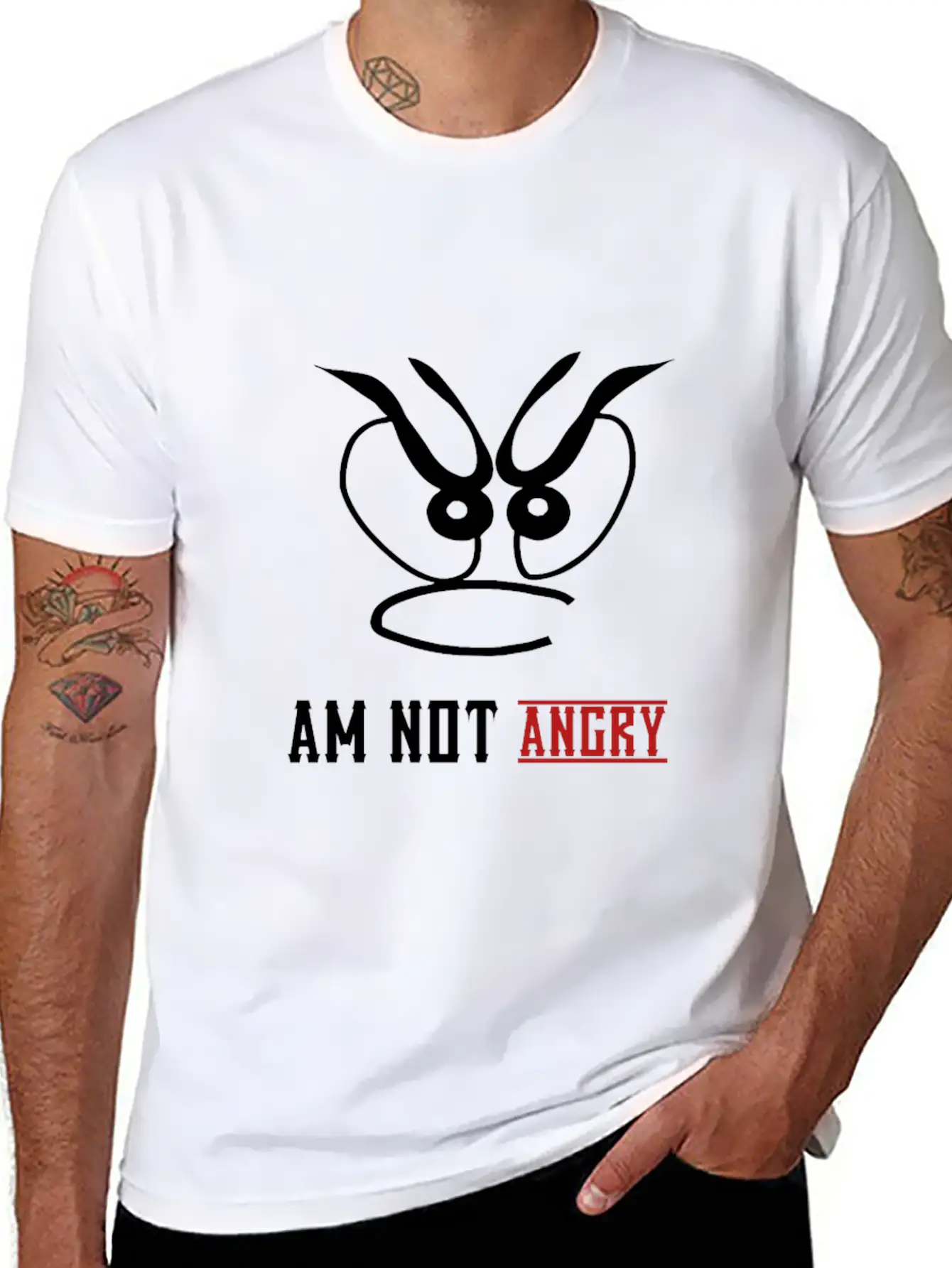 Am Not Angry, People,bad Mode,stress,funny Joke Unisex Short Sleeve Soft Cotton T-Shirt – Casual Everyday Wear