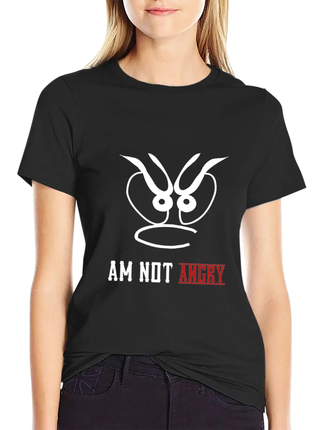 Am Not Angry, People,bad Mode,stress,funny Joke Unisex Short Sleeve Soft Cotton T-Shirt – Casual Everyday Wear
