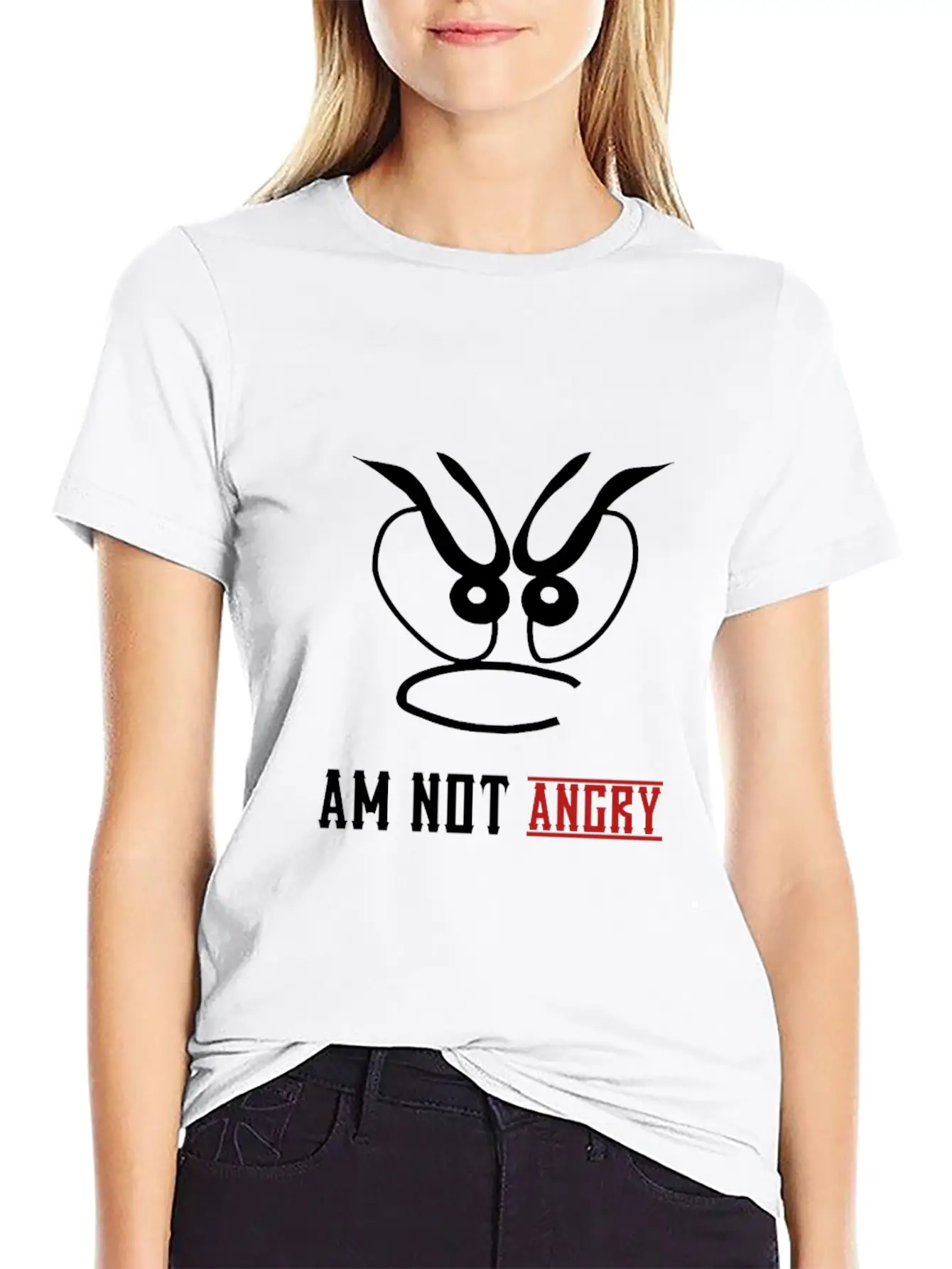 Am Not Angry, People,bad Mode,stress,funny Joke Unisex Short Sleeve Soft Cotton T-Shirt – Casual Everyday Wear
