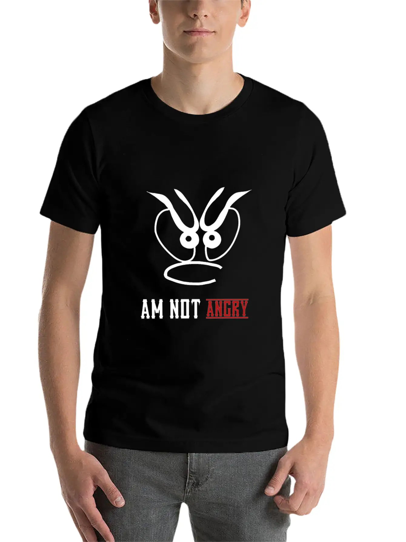 Am Not Angry, People,bad Mode,stress,funny Joke Unisex Short Sleeve Soft Cotton T-Shirt – Casual Everyday Wear