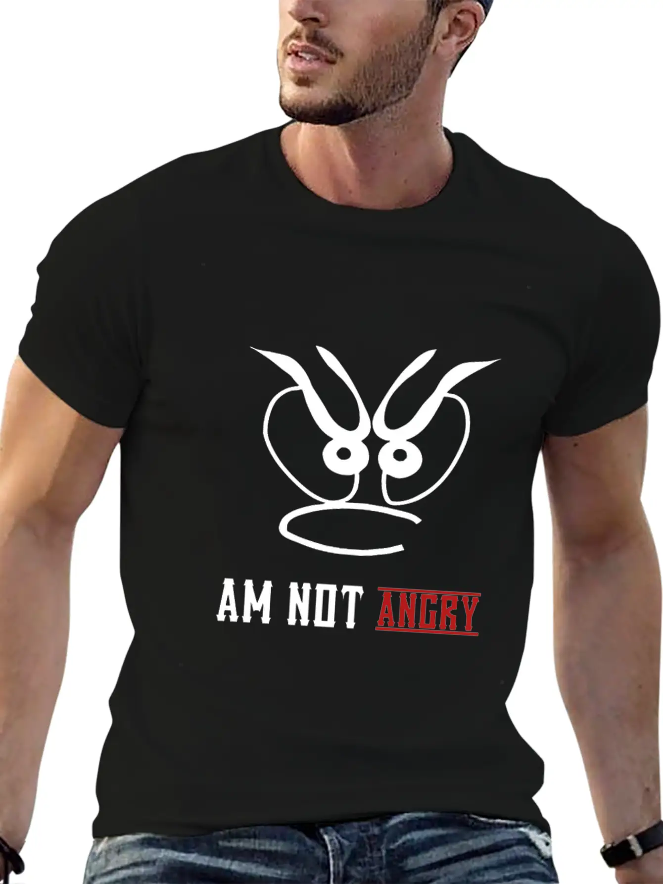 Am Not Angry, People,bad Mode,stress,funny Joke Unisex Short Sleeve Soft Cotton T-Shirt – Casual Everyday Wear