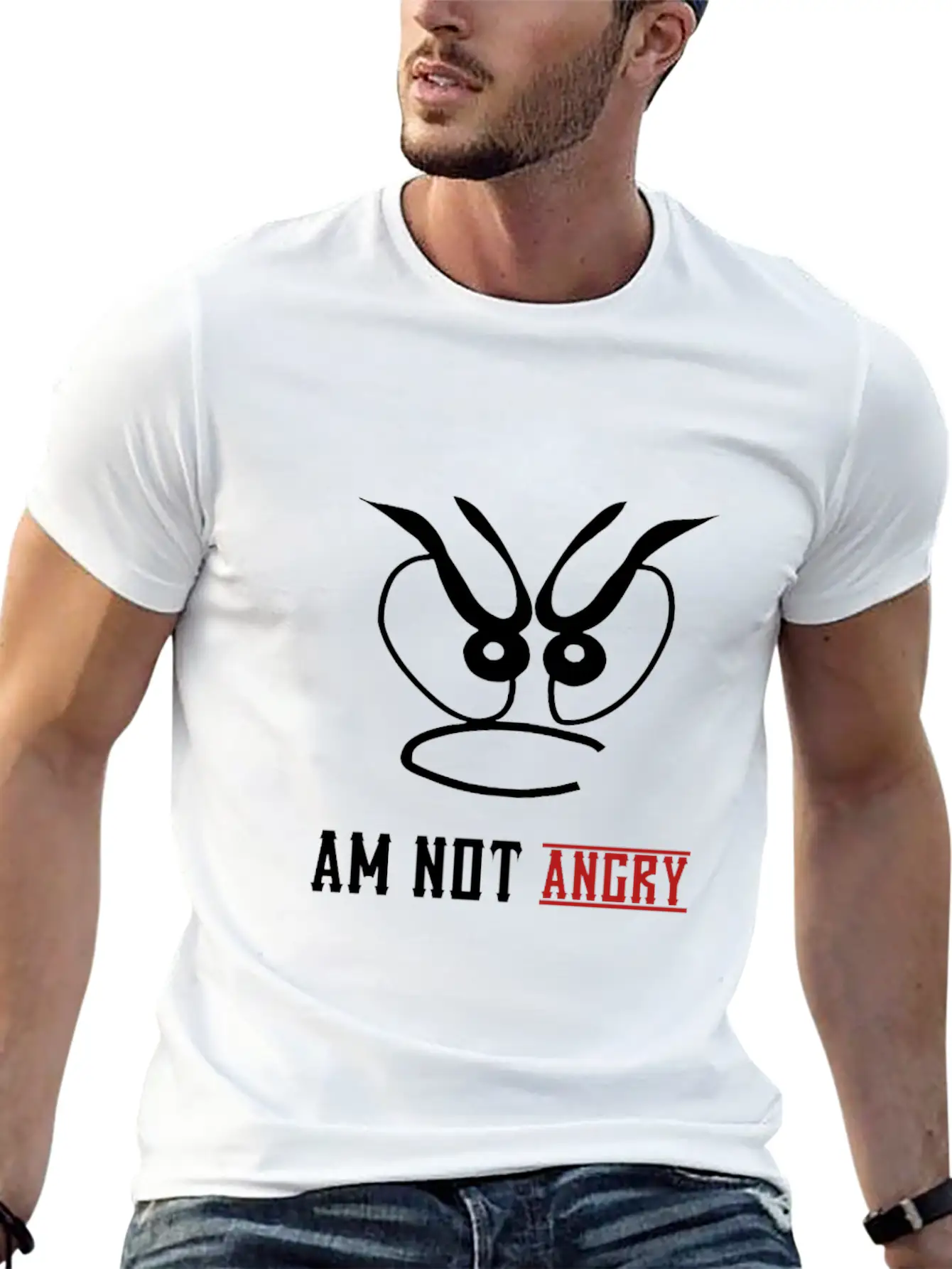 Am Not Angry, People,bad Mode,stress,funny Joke Unisex Short Sleeve Soft Cotton T-Shirt – Casual Everyday Wear