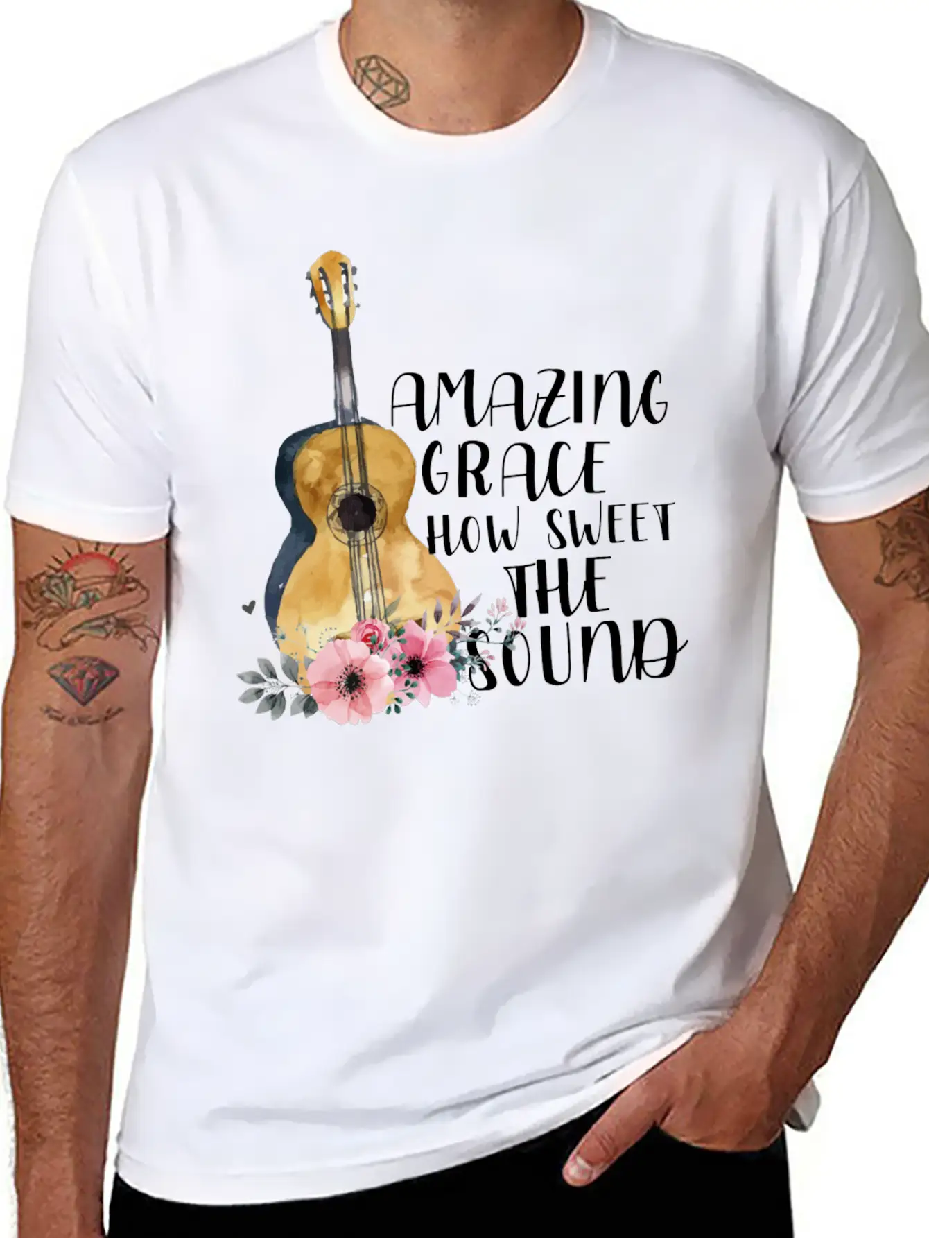 Amazing Grace How Sweet The Sound Unisex Short Sleeve Soft Cotton T-Shirt – Casual Everyday Wear