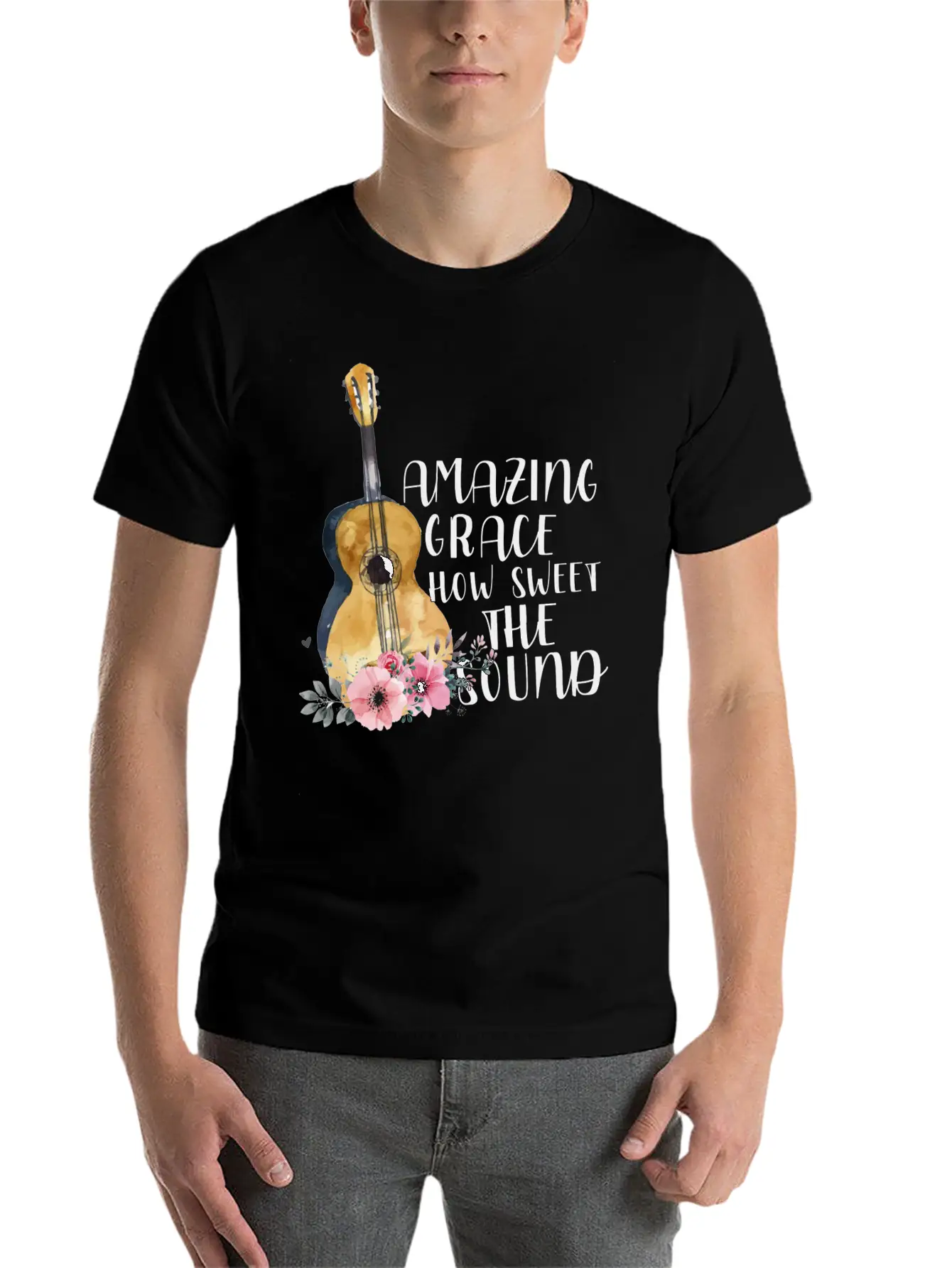 Amazing Grace How Sweet The Sound Unisex Short Sleeve Soft Cotton T-Shirt – Casual Everyday Wear