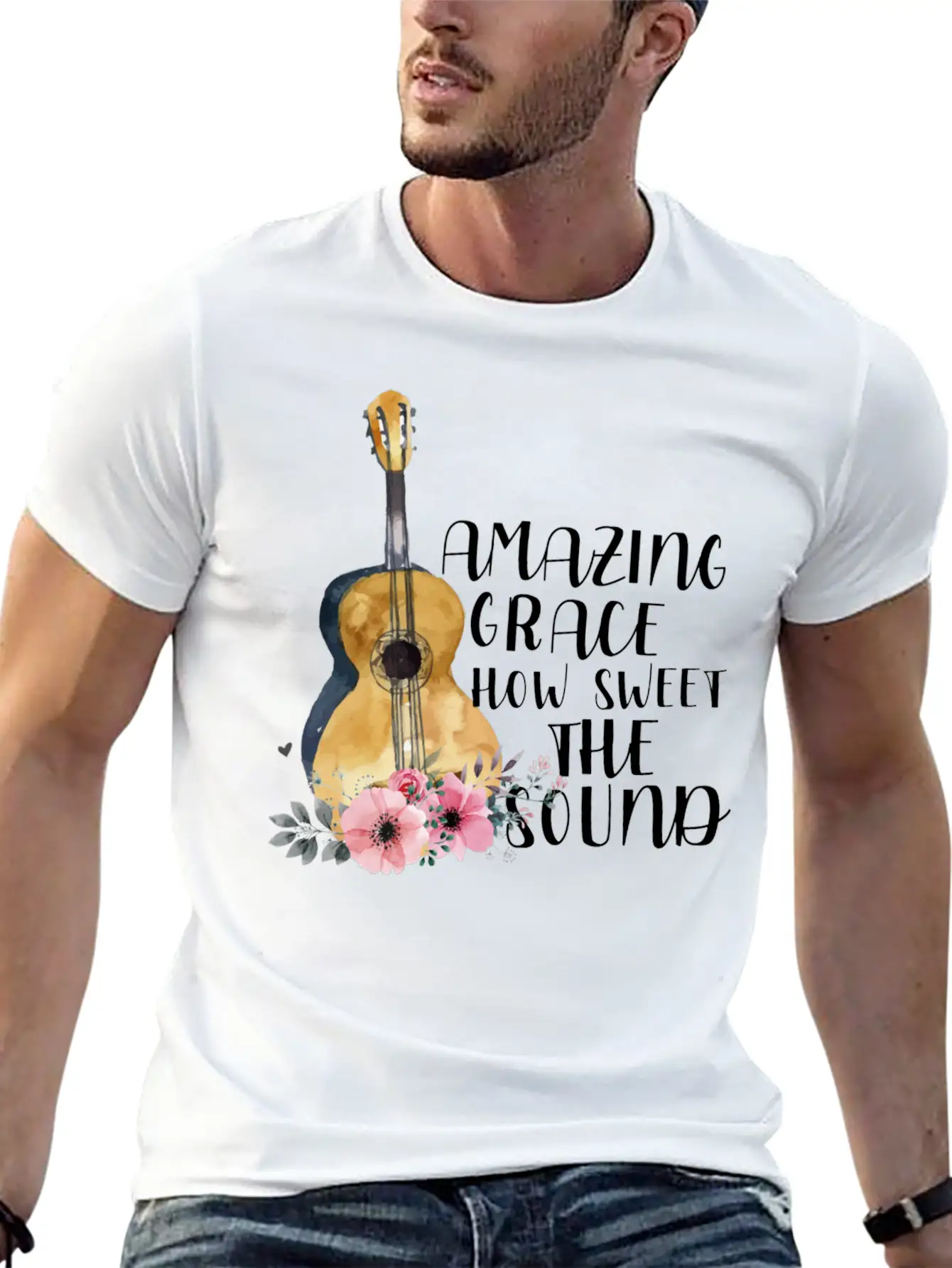 Amazing Grace How Sweet The Sound Unisex Short Sleeve Soft Cotton T-Shirt – Casual Everyday Wear