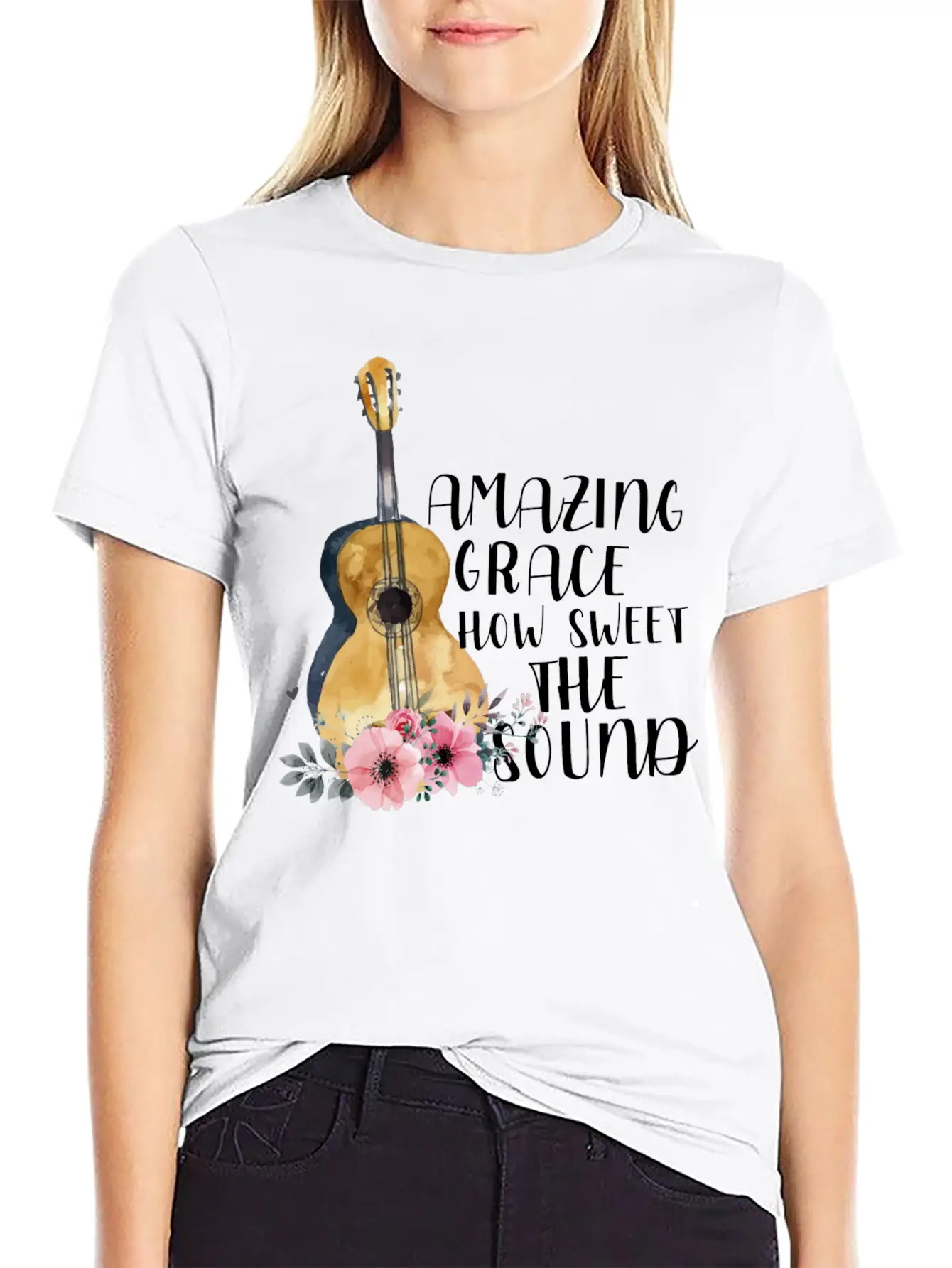 Amazing Grace How Sweet The Sound Unisex Short Sleeve Soft Cotton T-Shirt – Casual Everyday Wear