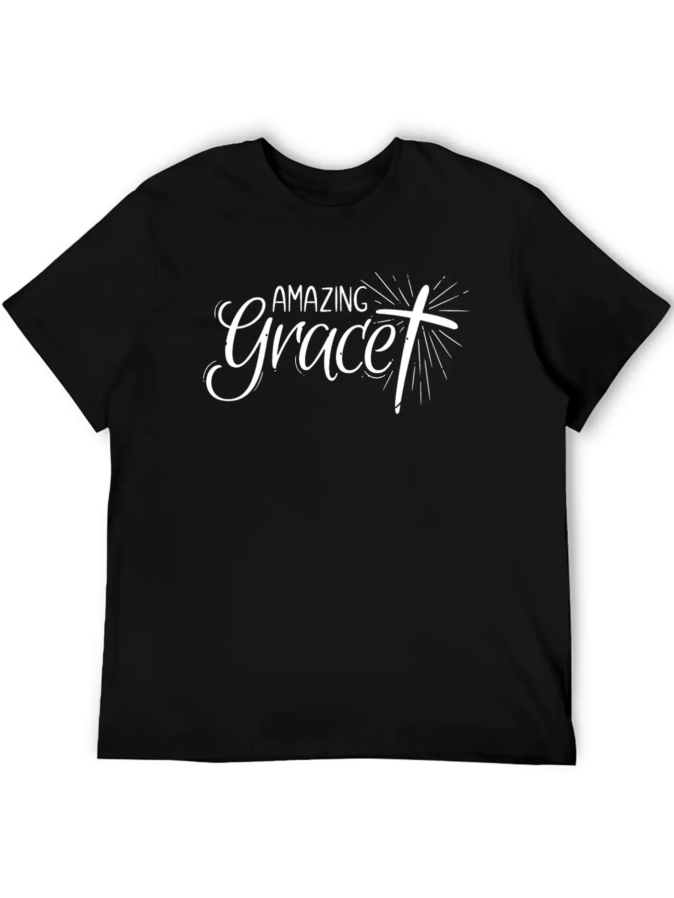 Amazing Grace Lettering Unisex Short Sleeve Soft Cotton T-Shirt – Casual Everyday Wear